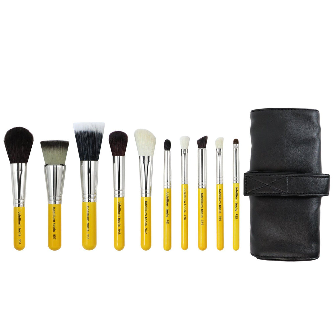 Travel Eyes 12pc. Brush Set with Roll-up Pouch – Bdellium Tools
