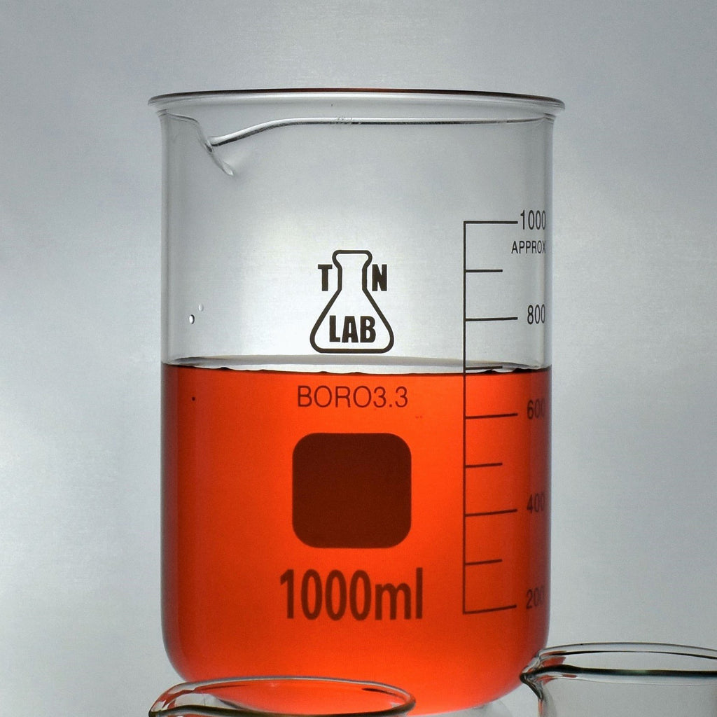 Tn Lab Supply Beaker 1000ml 1l Borosilicate 33 Glass With Graduations Low Form Heavy Wall Glass 1416