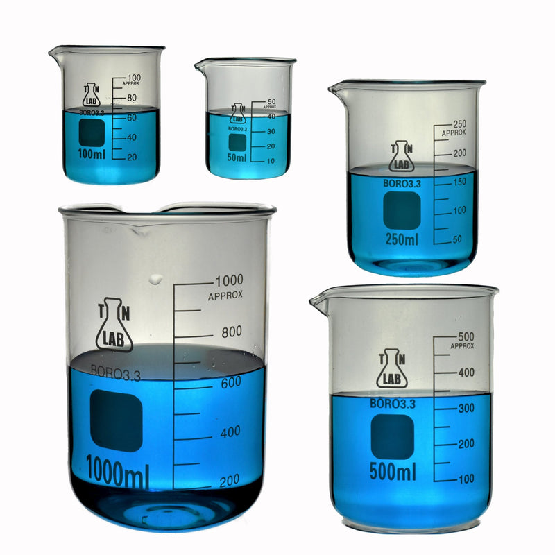 Tn Lab Supply Tn Lab Beaker Set Borosilicate Glass 5 Piece Set 50 1000ml