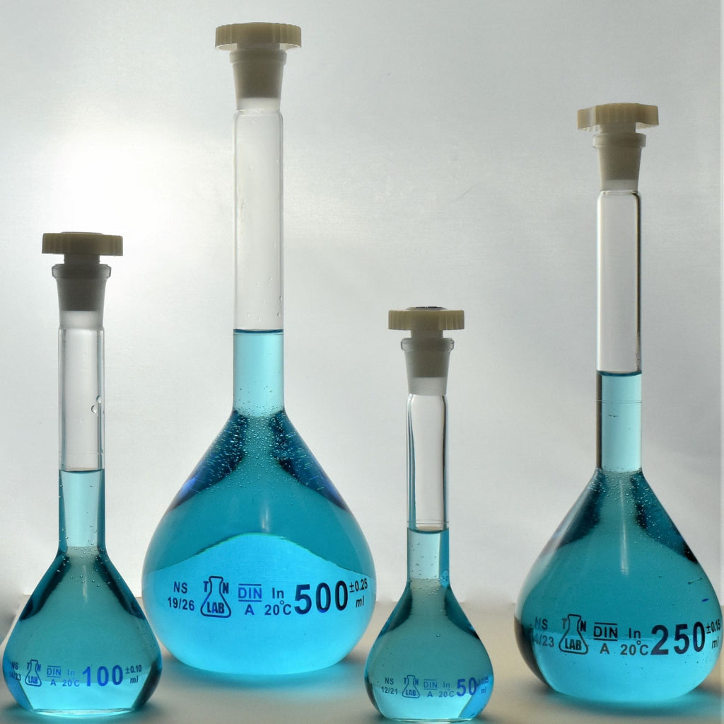 TN LAB Supply Volumetric Flask 4Piece Glass SET 50100250500ml