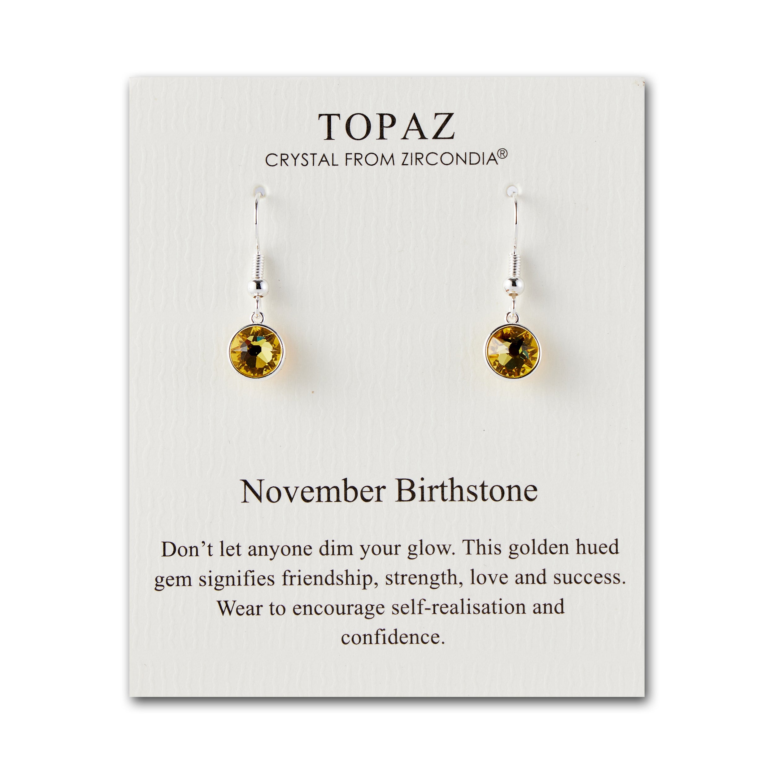 November Birthstone Drop Earrings Created with Topaz Zircondia® Crystals