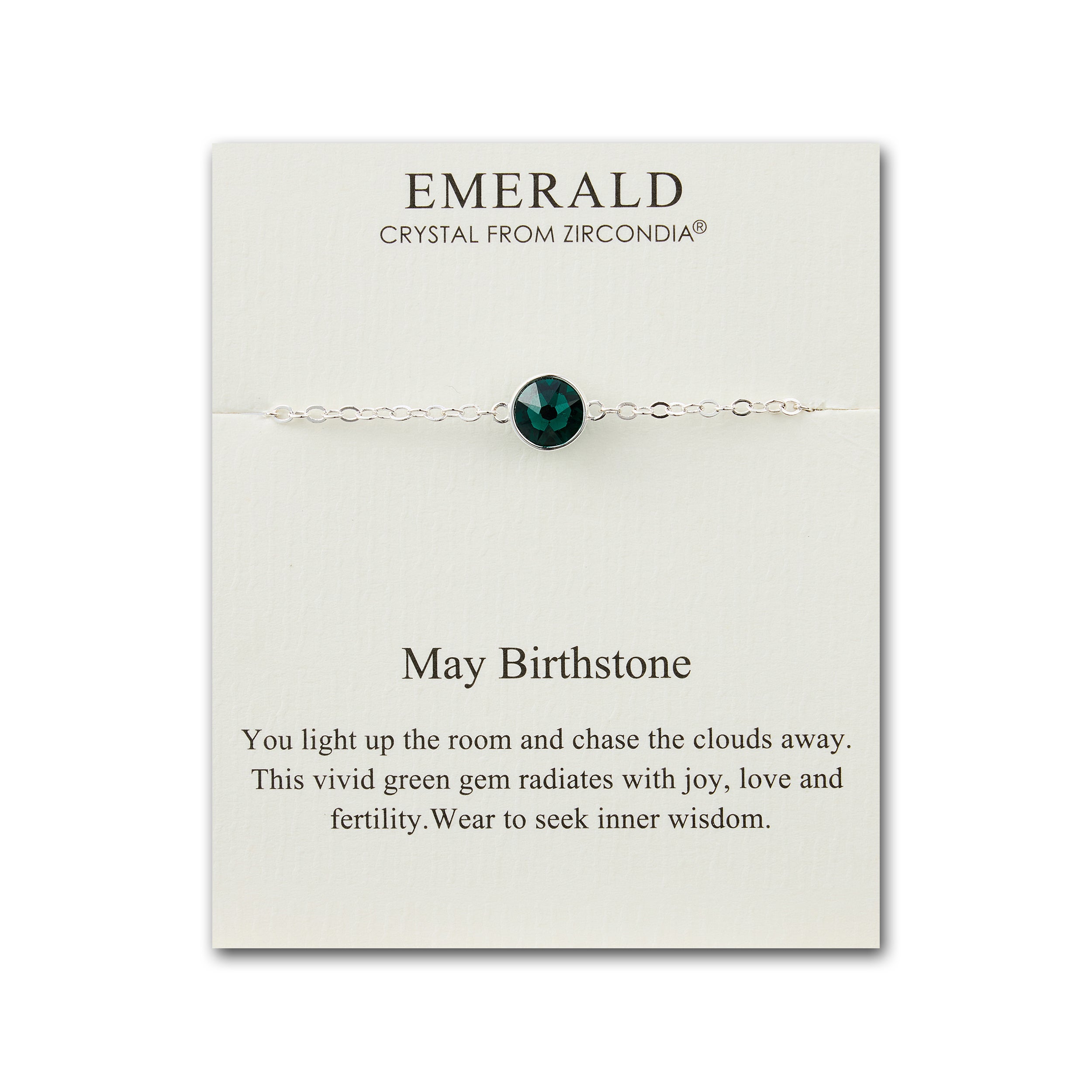 May (Emerald) Birthstone Anklet Created with Zircondia® Crystals