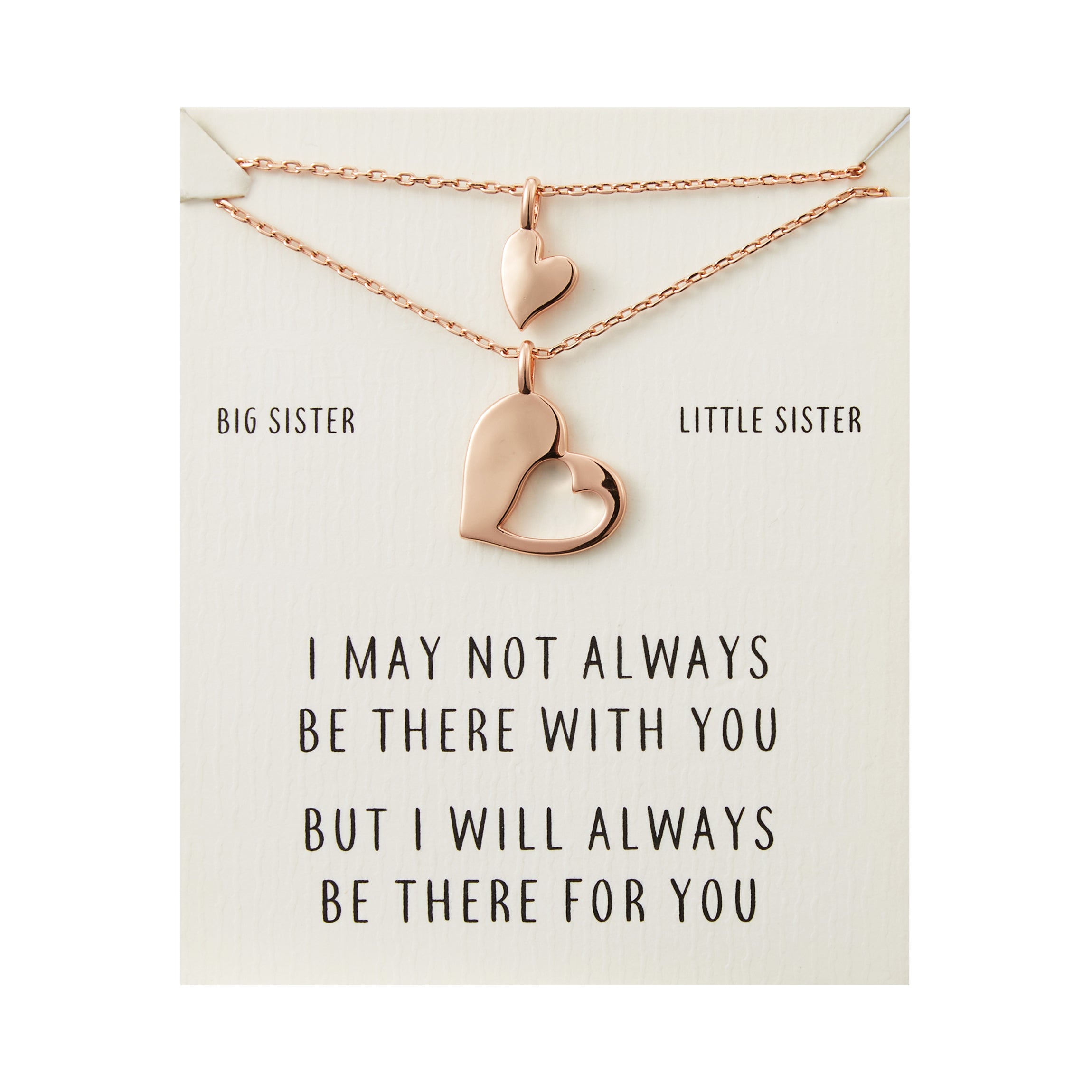 Rose Gold Plated Big Sister Little Sister Piece of My Heart Necklace Set