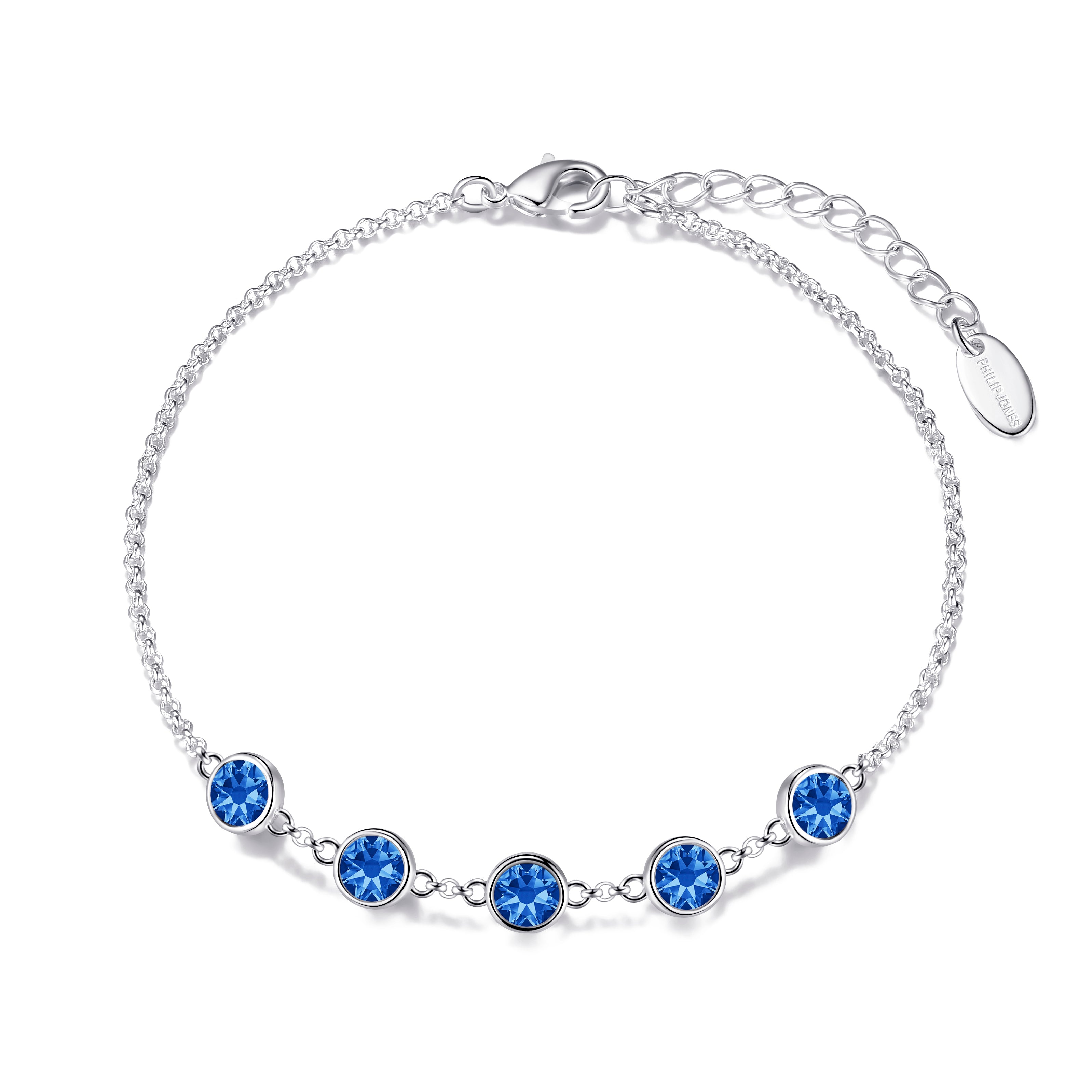 Dark Blue Crystal Chain Bracelet Created with Zircondia® Crystals