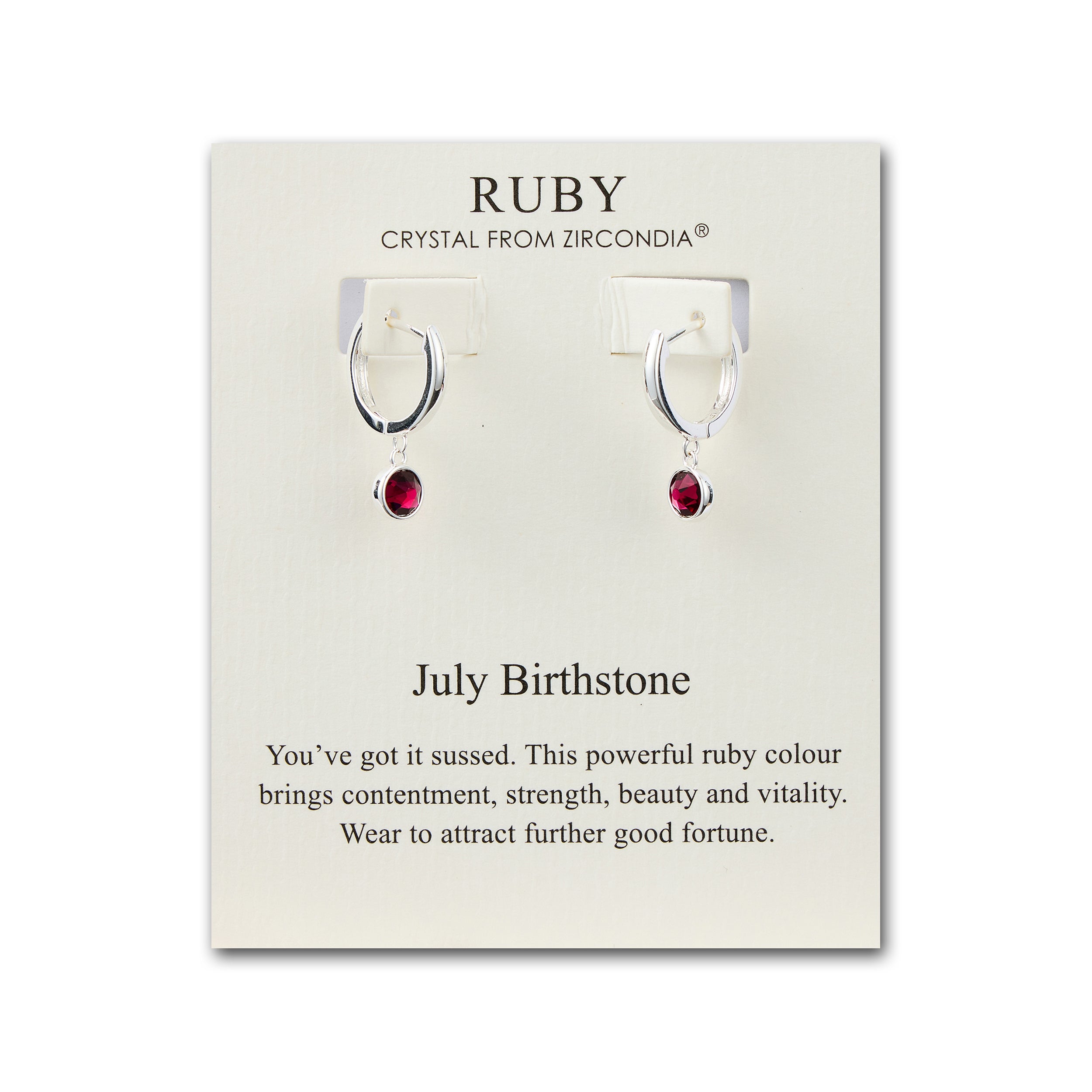 July Birthstone Hoop Earrings Created with Ruby Zircondia® Crystals