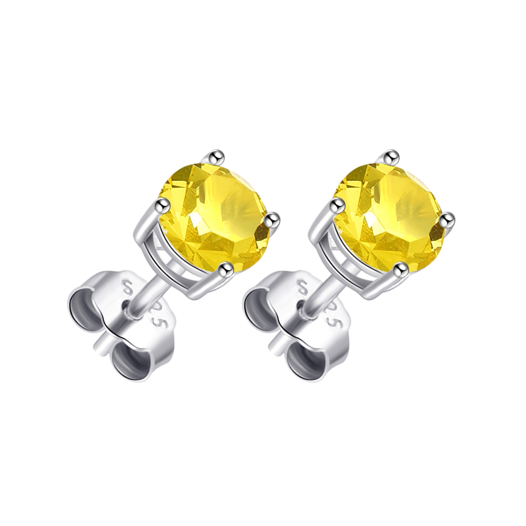 Sterling Silver Yellow Earrings Created with Zircondia® Crystals