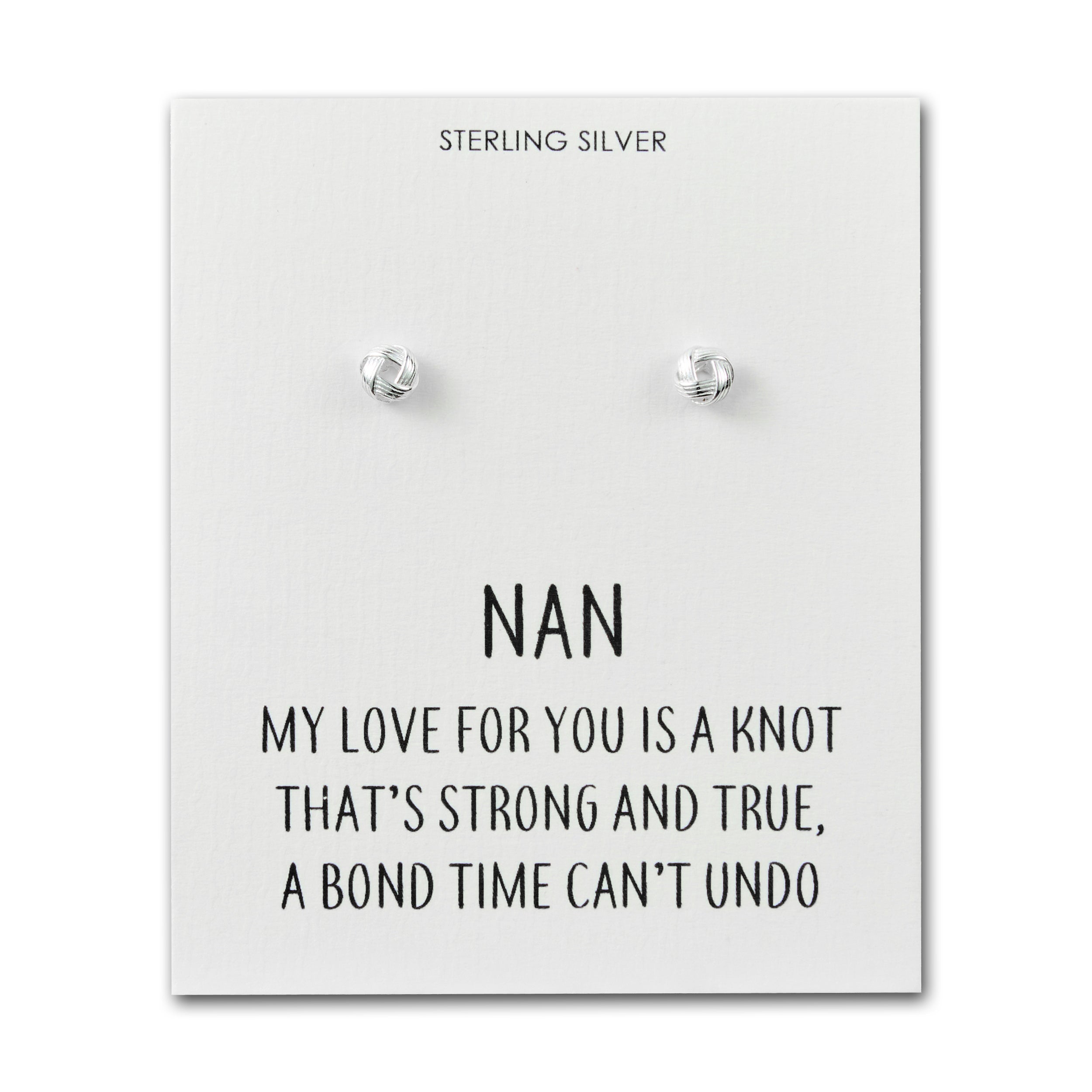 Sterling Silver Nan Quote Knot Earrings