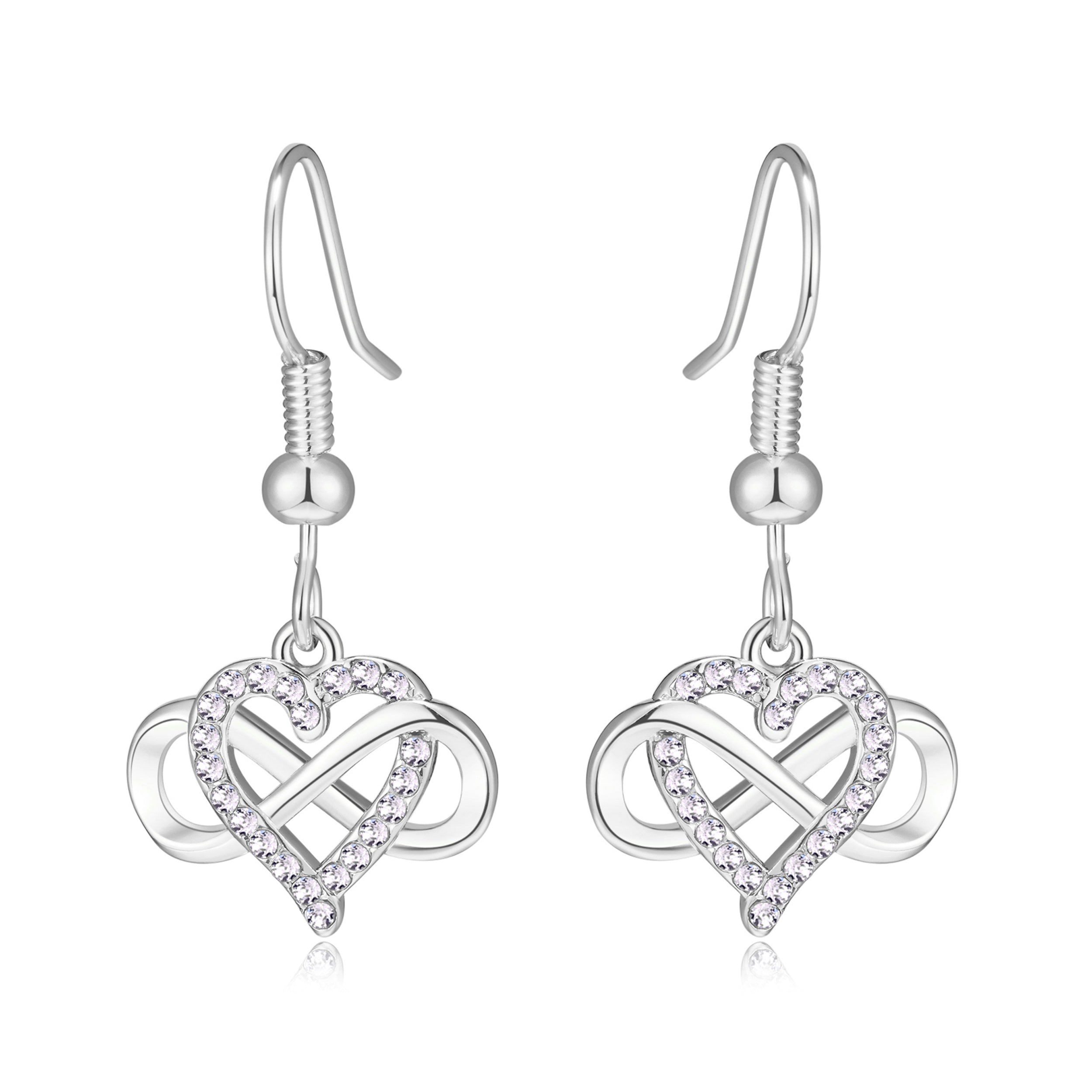 Silver Plated Infinity Heart Drop Earrings Created with Zircondia® Crystals