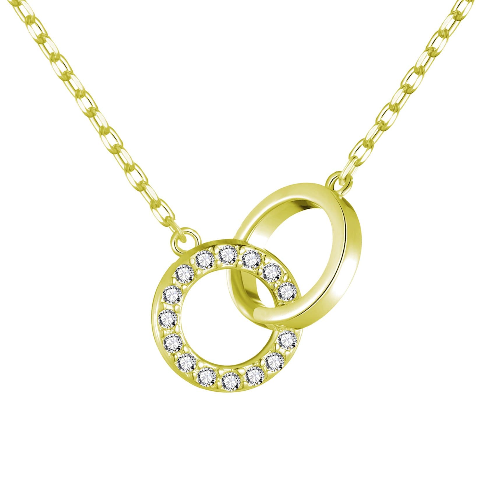 Gold Plated Circle Link Necklace Created with Zircondia® Crystals