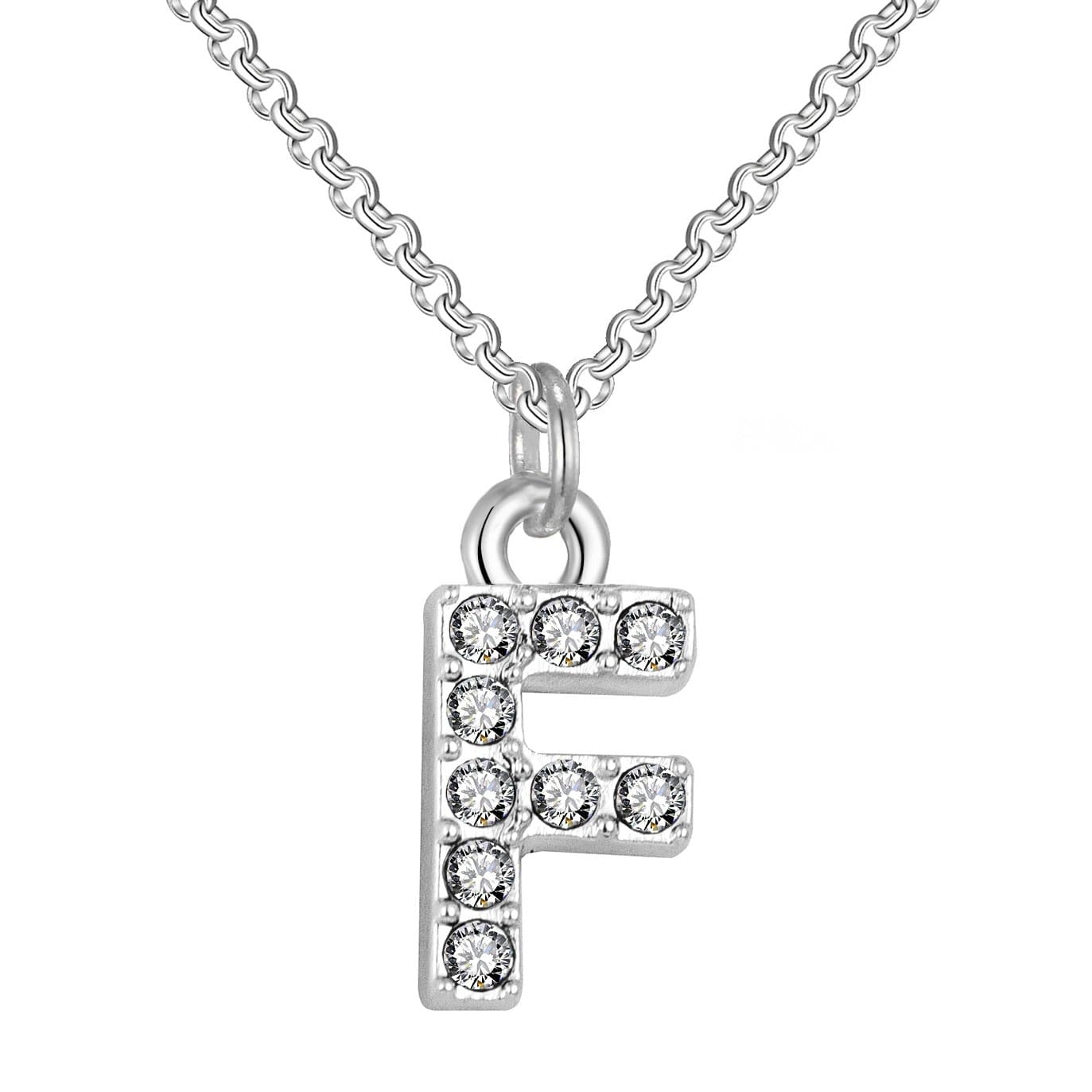 Pave Initial Necklace Letter F Created with Zircondia® Crystals