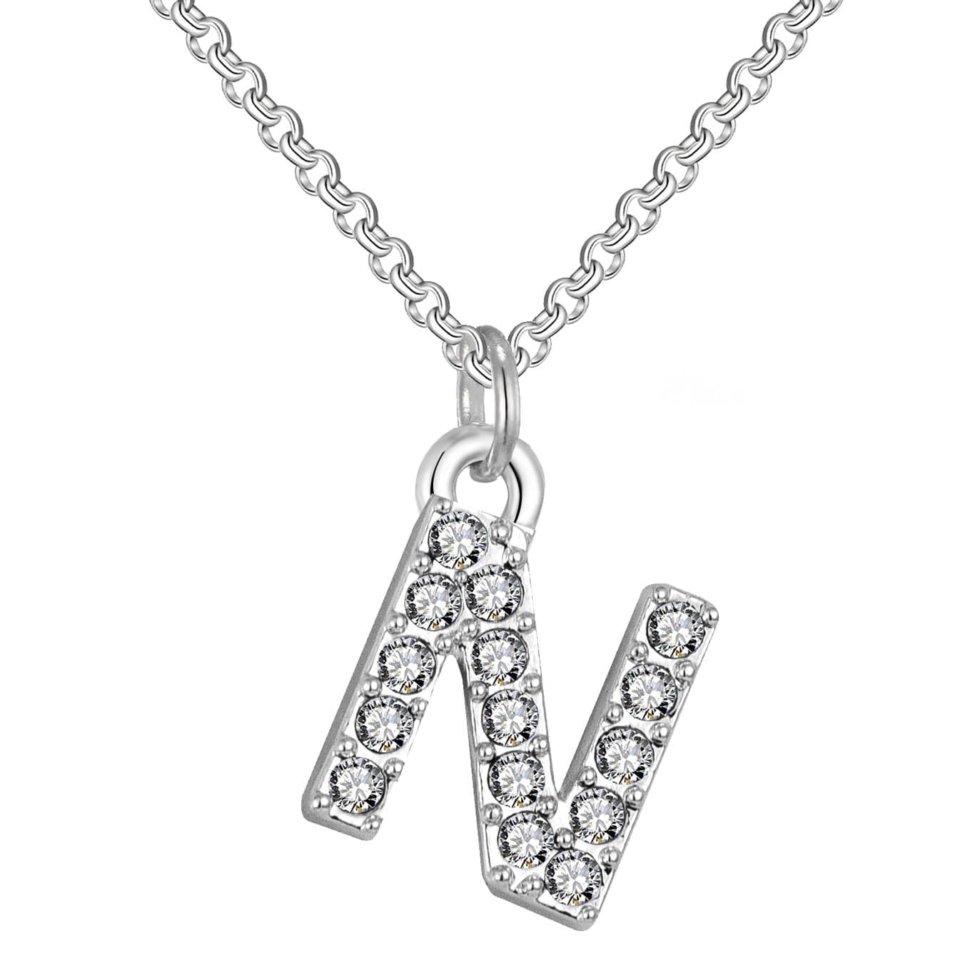 Pave Initial Necklace Letter N Created with Zircondia® Crystals