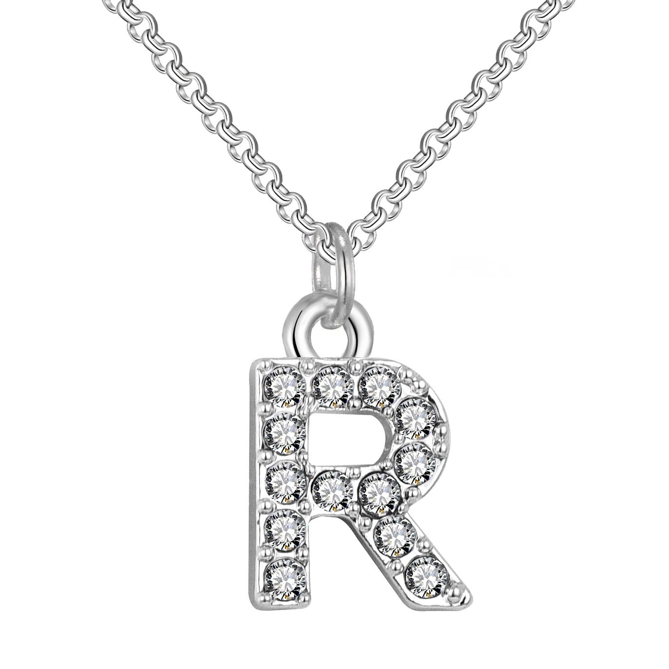 Pave Initial Necklace Letter R Created with Zircondia® Crystals