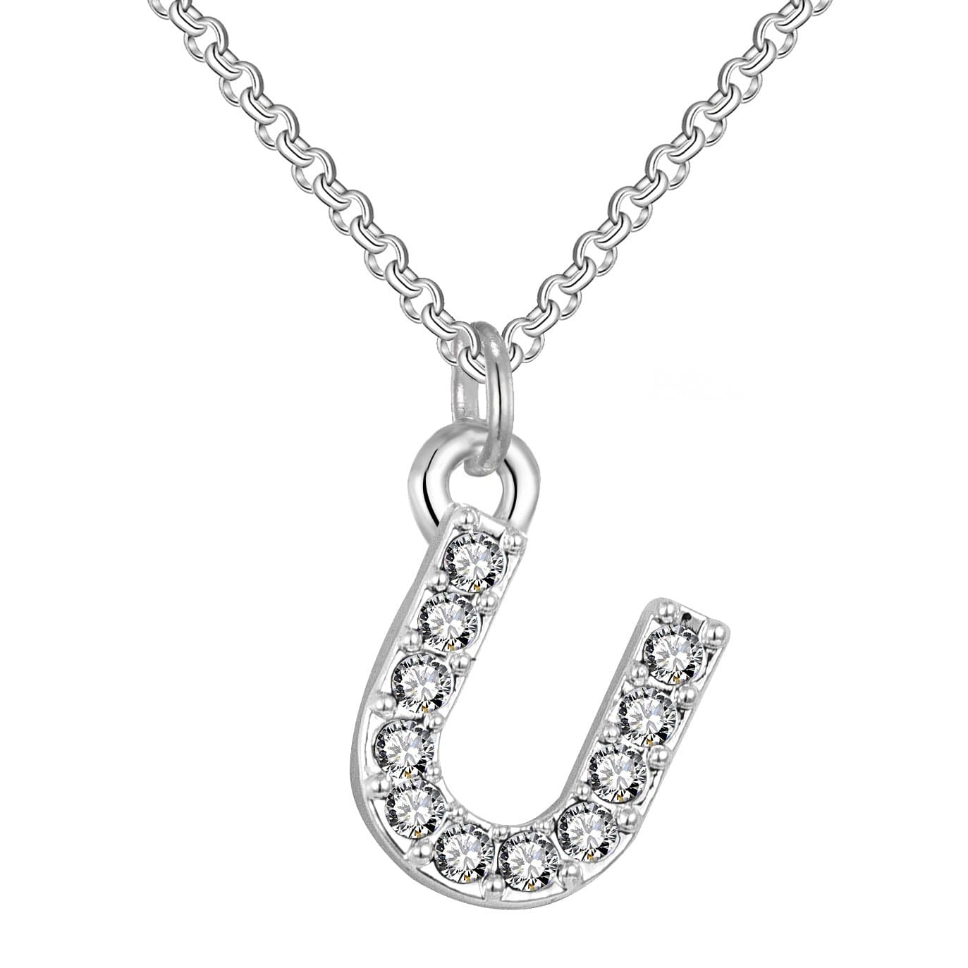 Pave Initial Necklace Letter U Created with Zircondia® Crystals