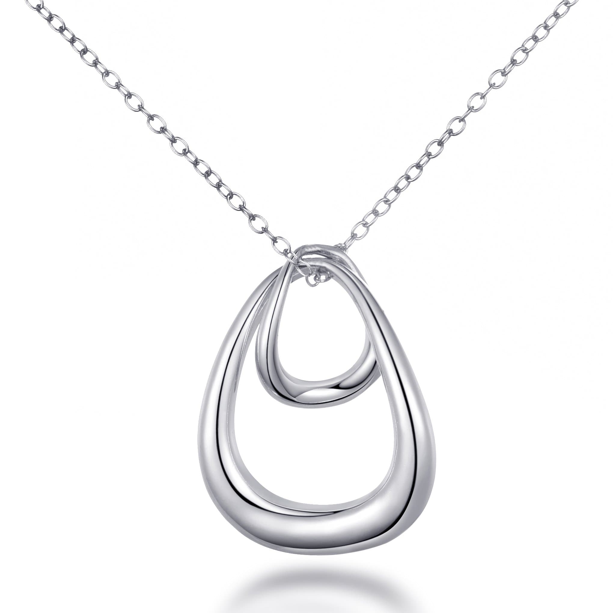 Sterling Silver Double Open Drop Necklace