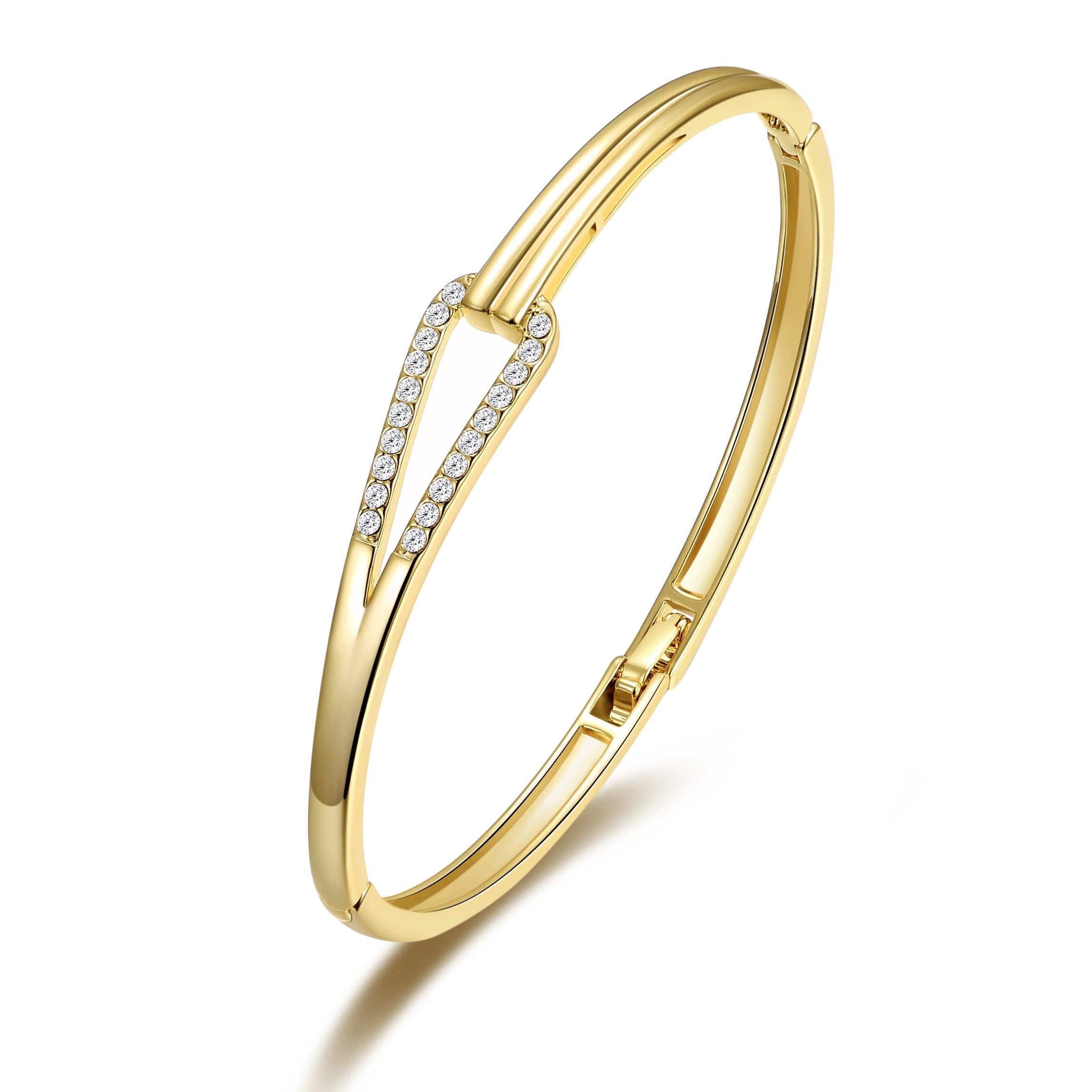 Gold Plated Link Bangle Created with Zircondia® Crystals