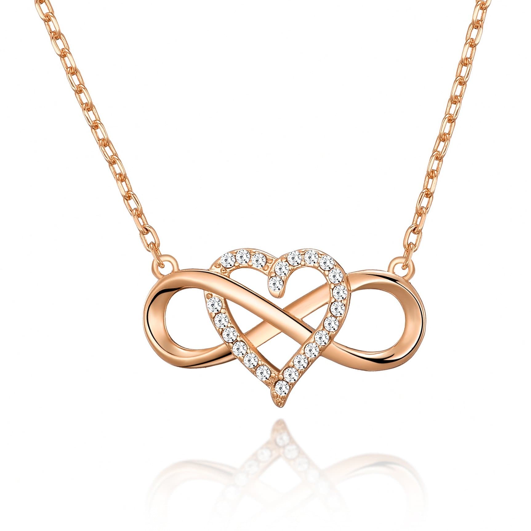 Rose Gold Plated Infinity Heart Necklace Created with Zircondia® Crystals