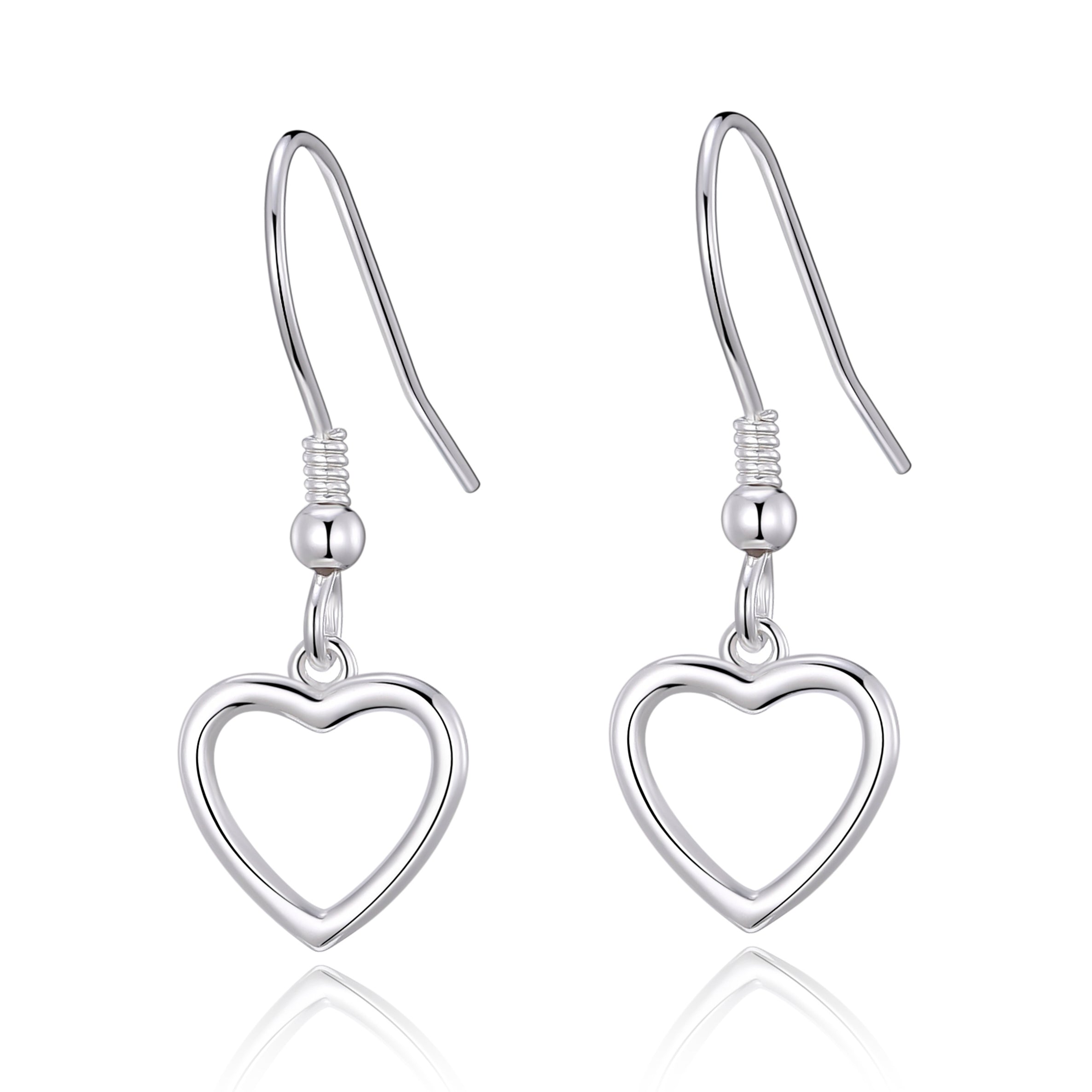 Sterling Silver Heart Drop Earrings