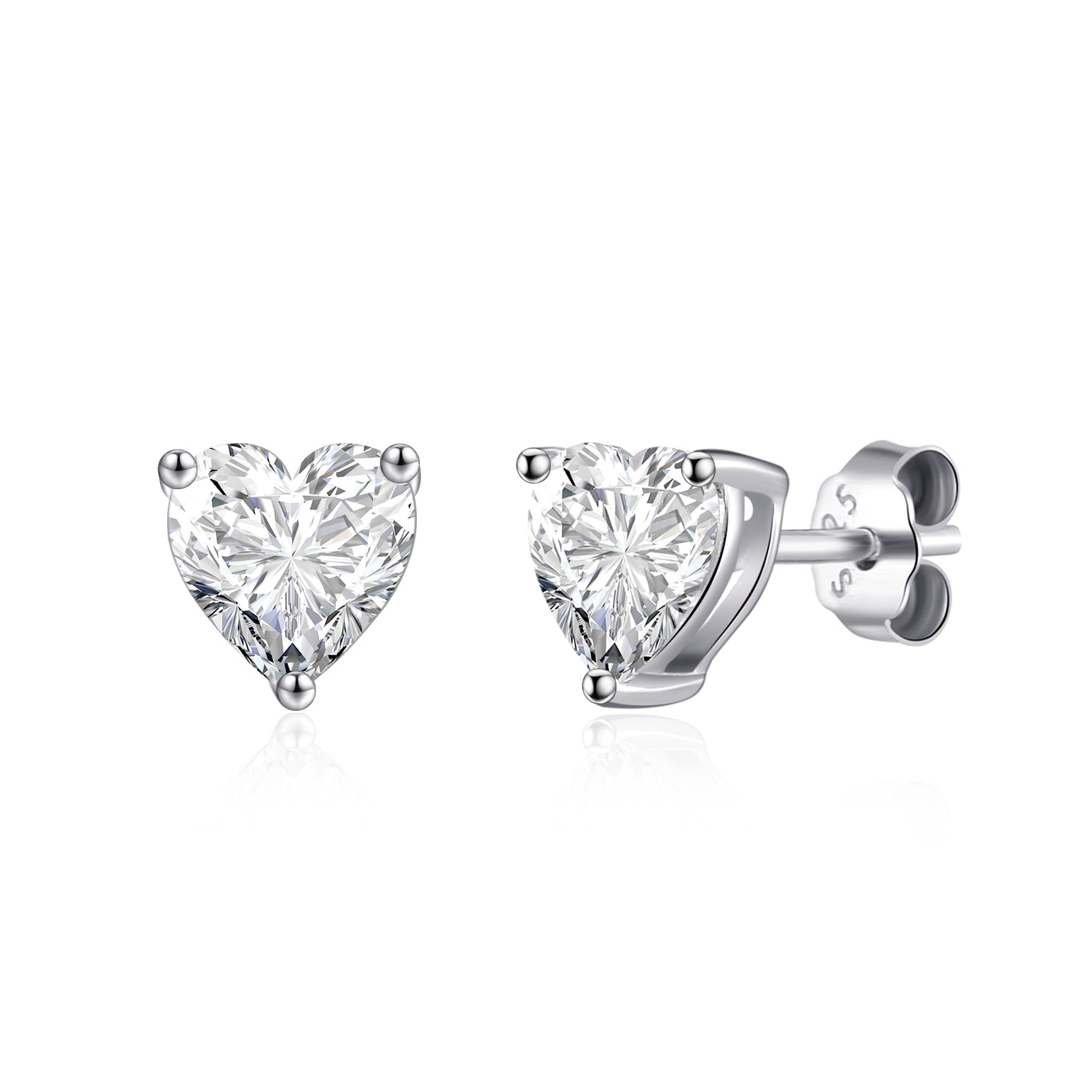 Sterling Silver Heart Stud Earrings Created with Zircondia® Crystals