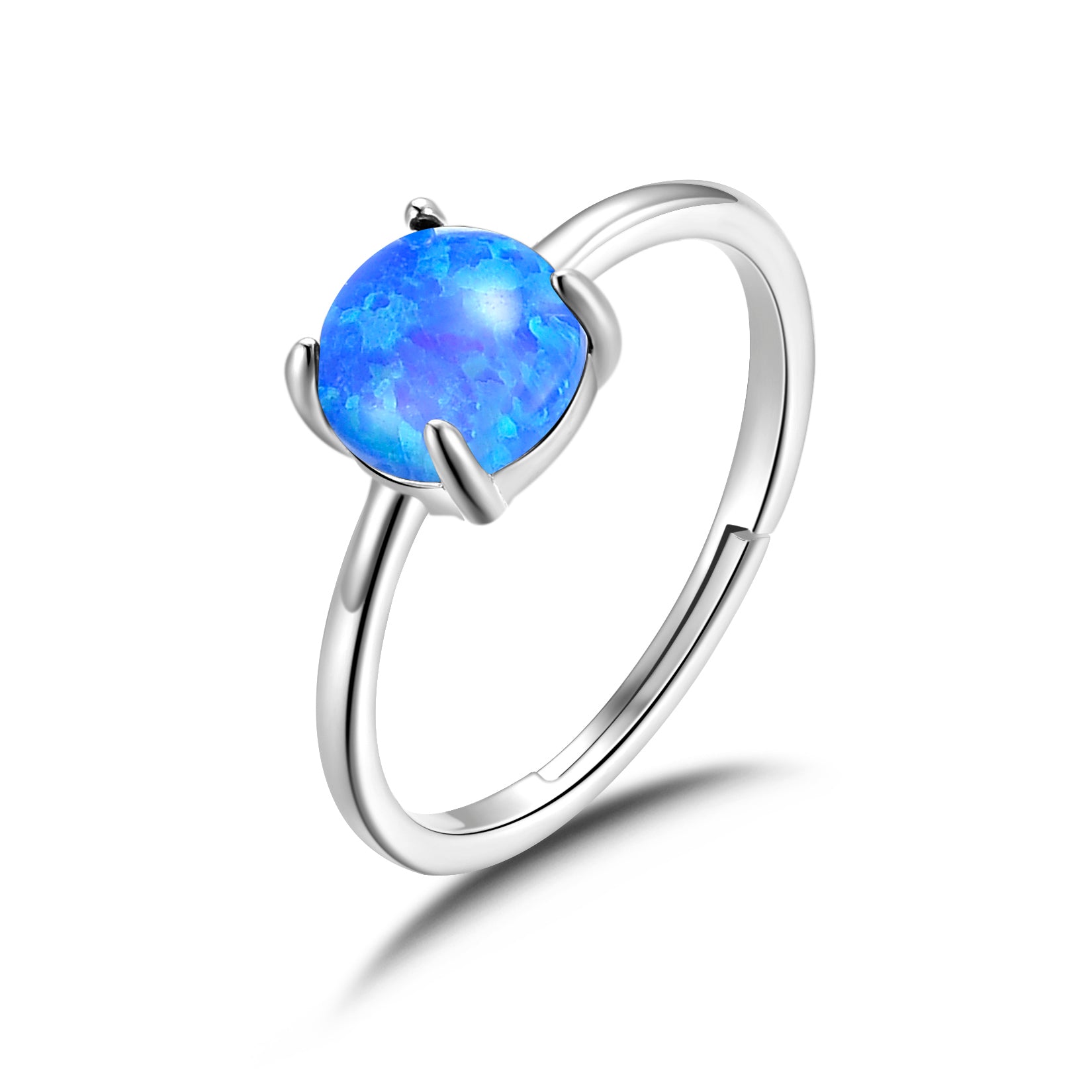 Synthetic Blue Opal Adjustable Ring