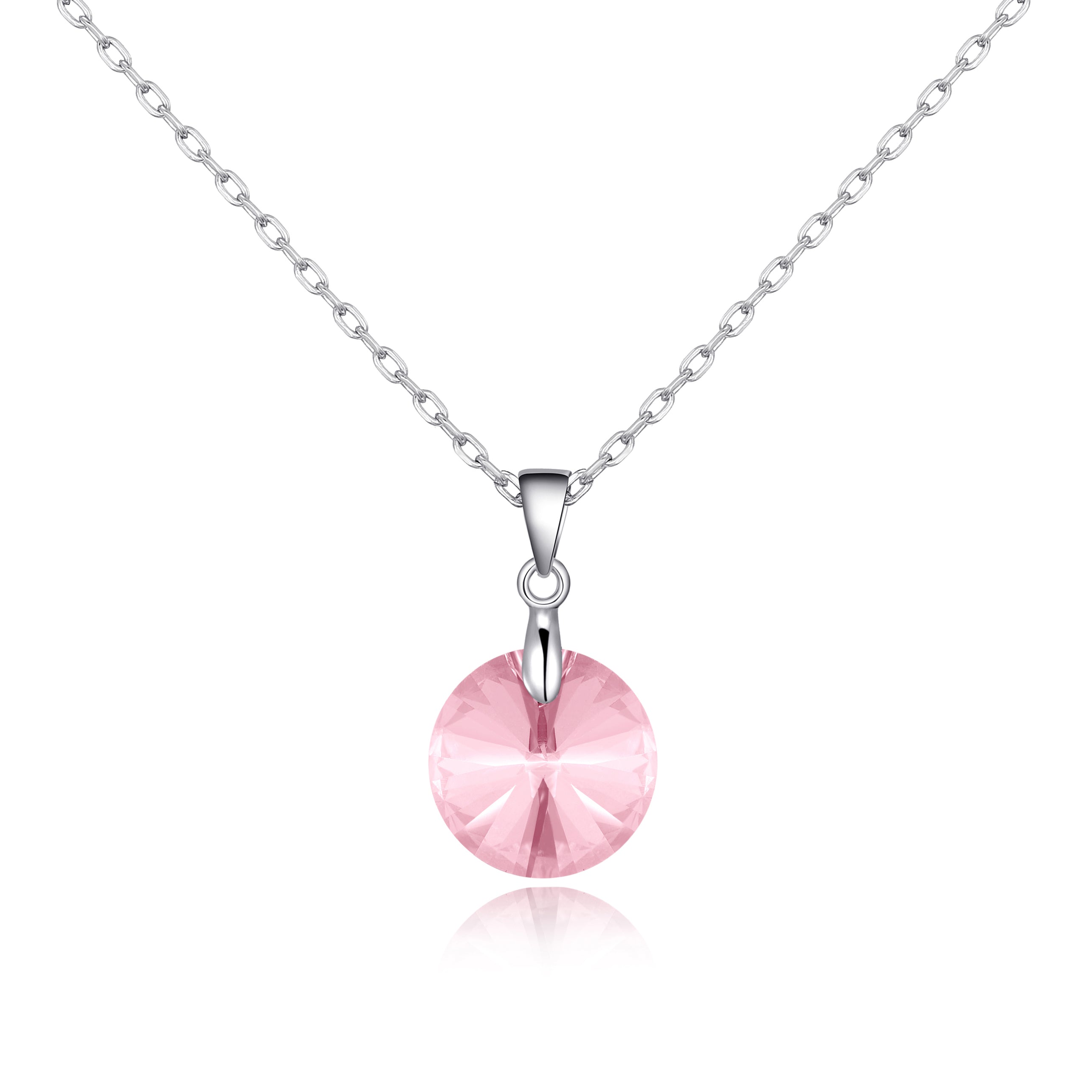 Sterling Silver Light Rose Necklace Created with Zircondia® Crystals