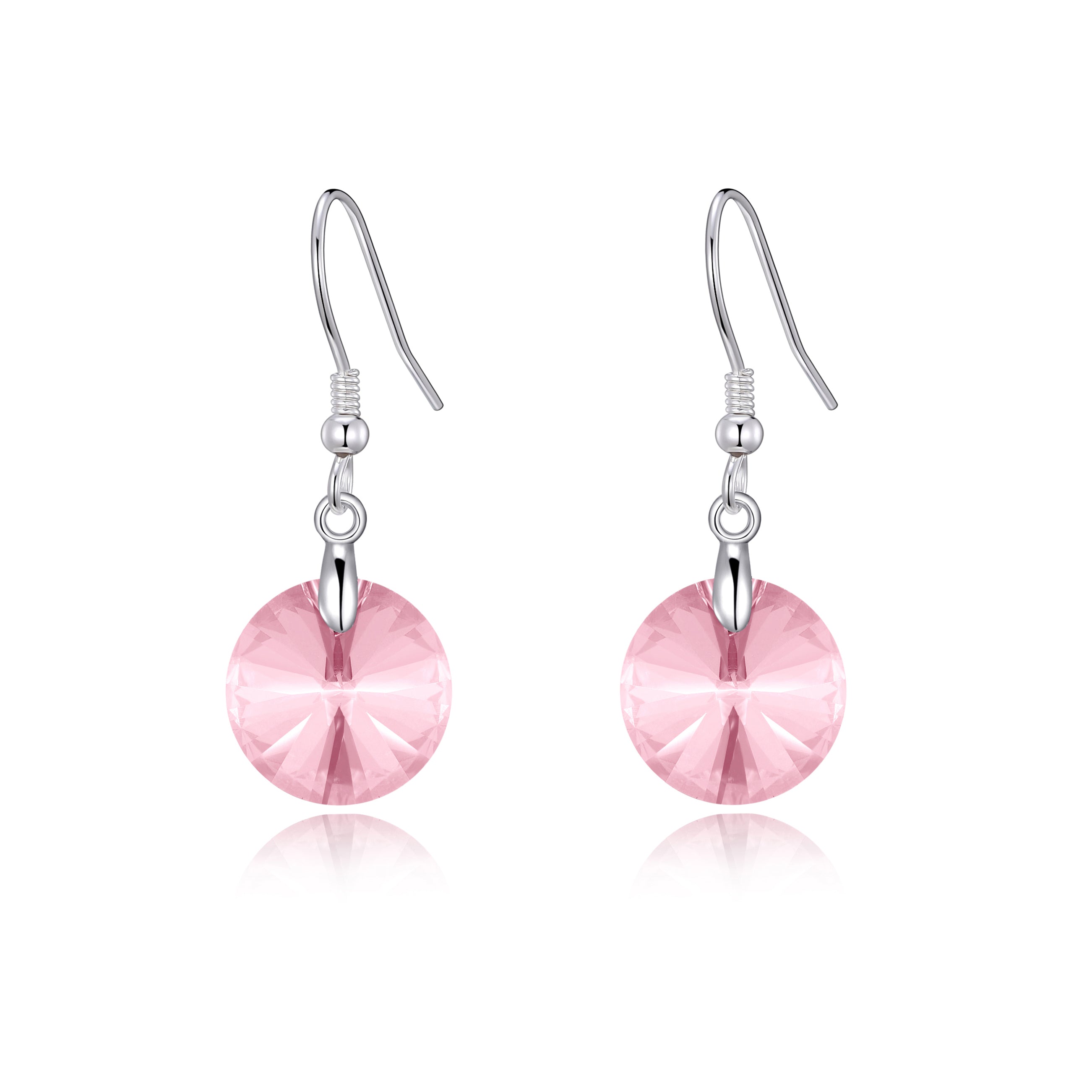 Sterling Silver Light Rose Earrings Created with Zircondia® Crystals