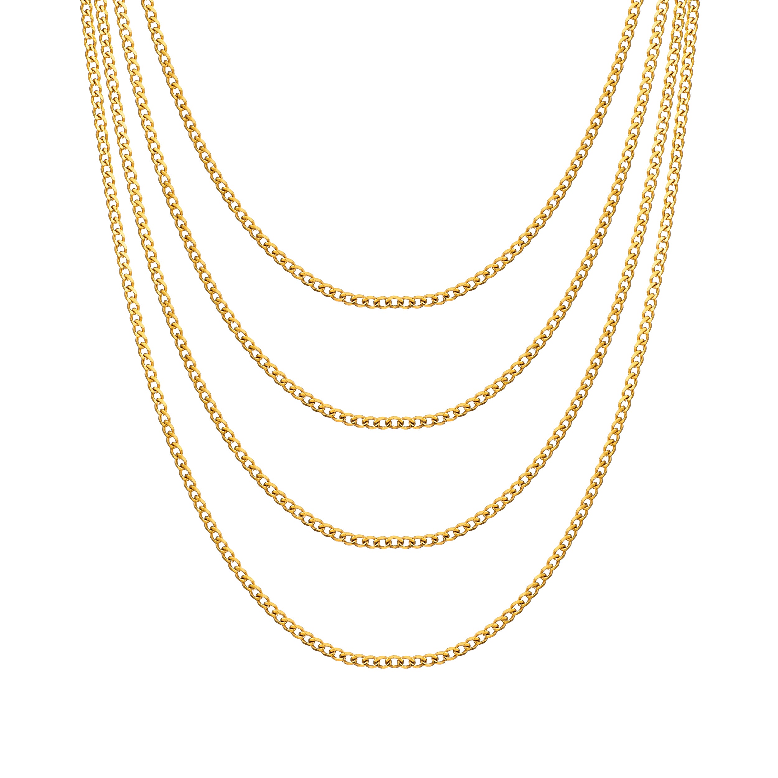 Men's 3mm Gold Plated Steel 18-24 Inch Cuban Curb Chain Necklace