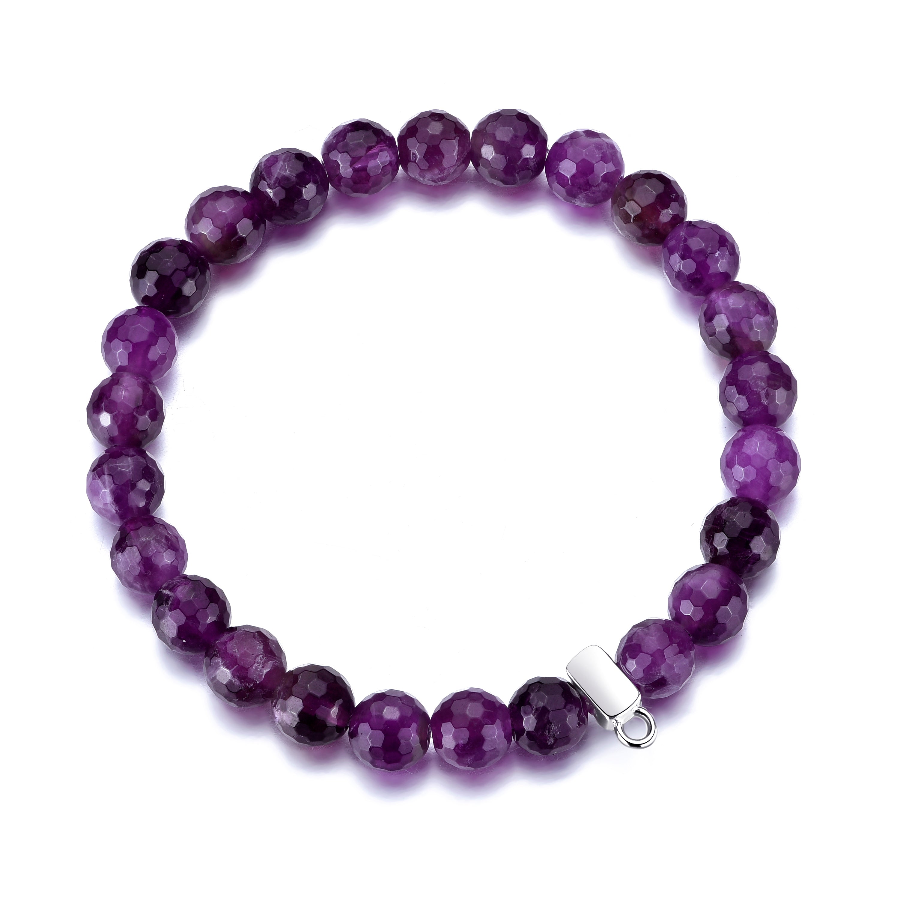 Faceted Amethyst Gemstone Charm Stretch Bracelet