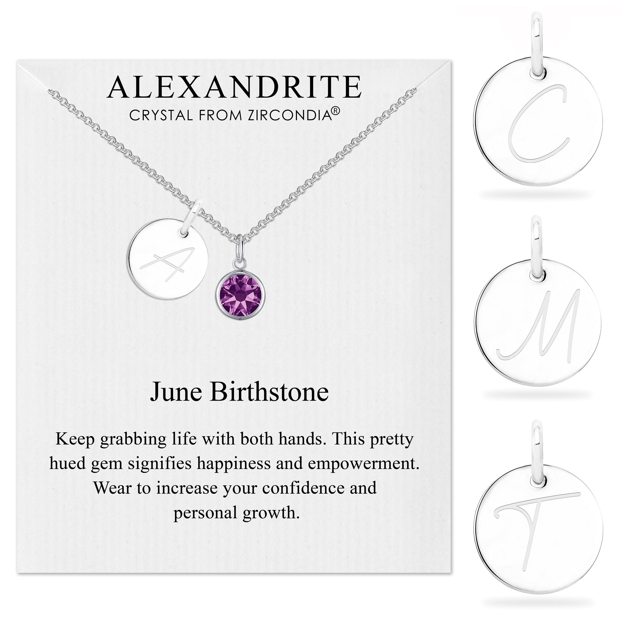 June (Alexandrite) Birthstone Necklace Created with Zircondia® Crystals by  Philip Jones Jewellery