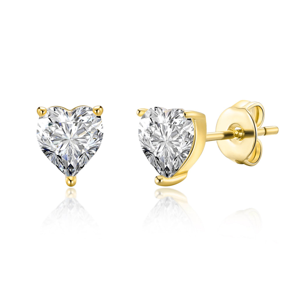 Gold Plated Heart Earrings Created with Zircondia® Crystals