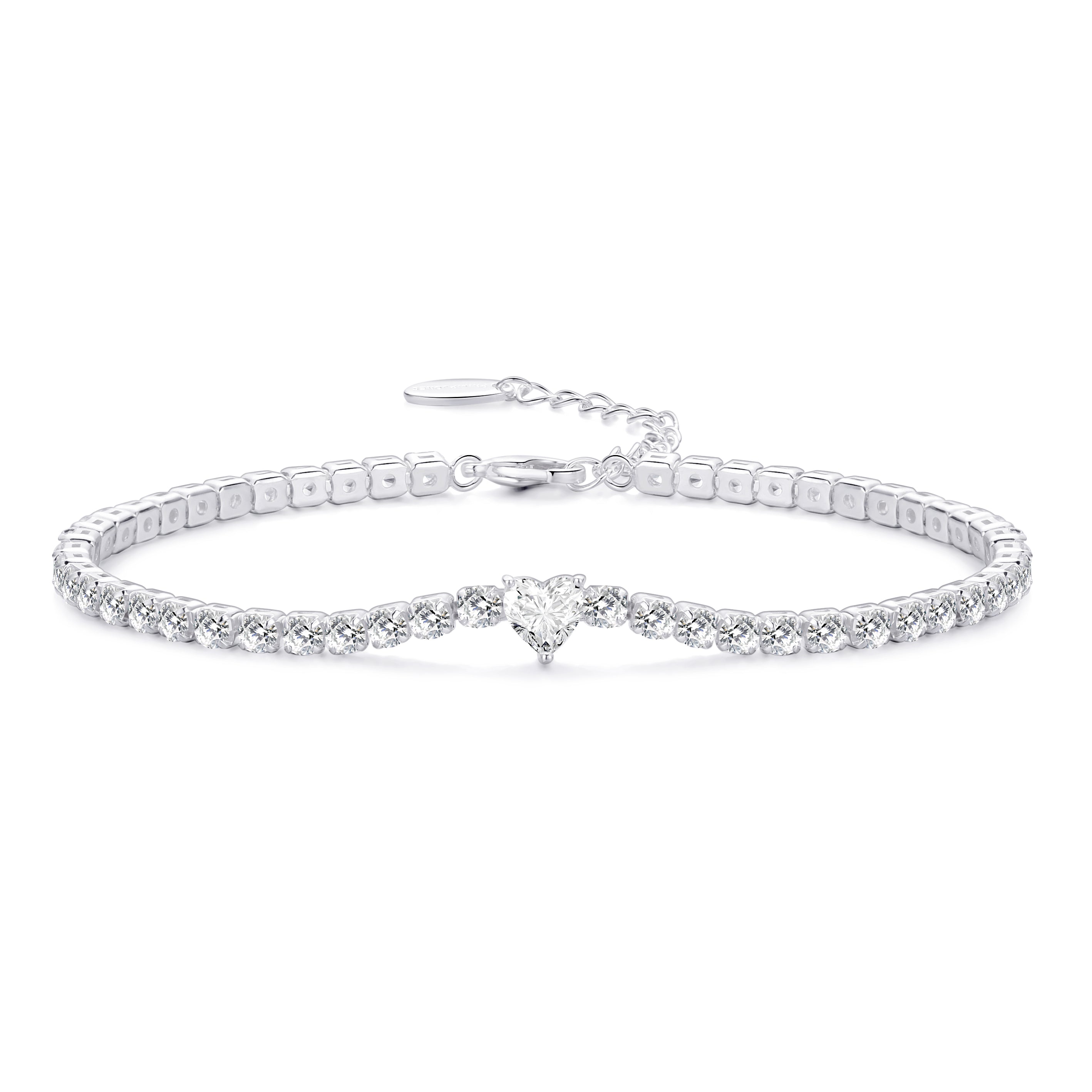 Heart Solitaire Tennis Bracelet Created with Zircondia® Crystals