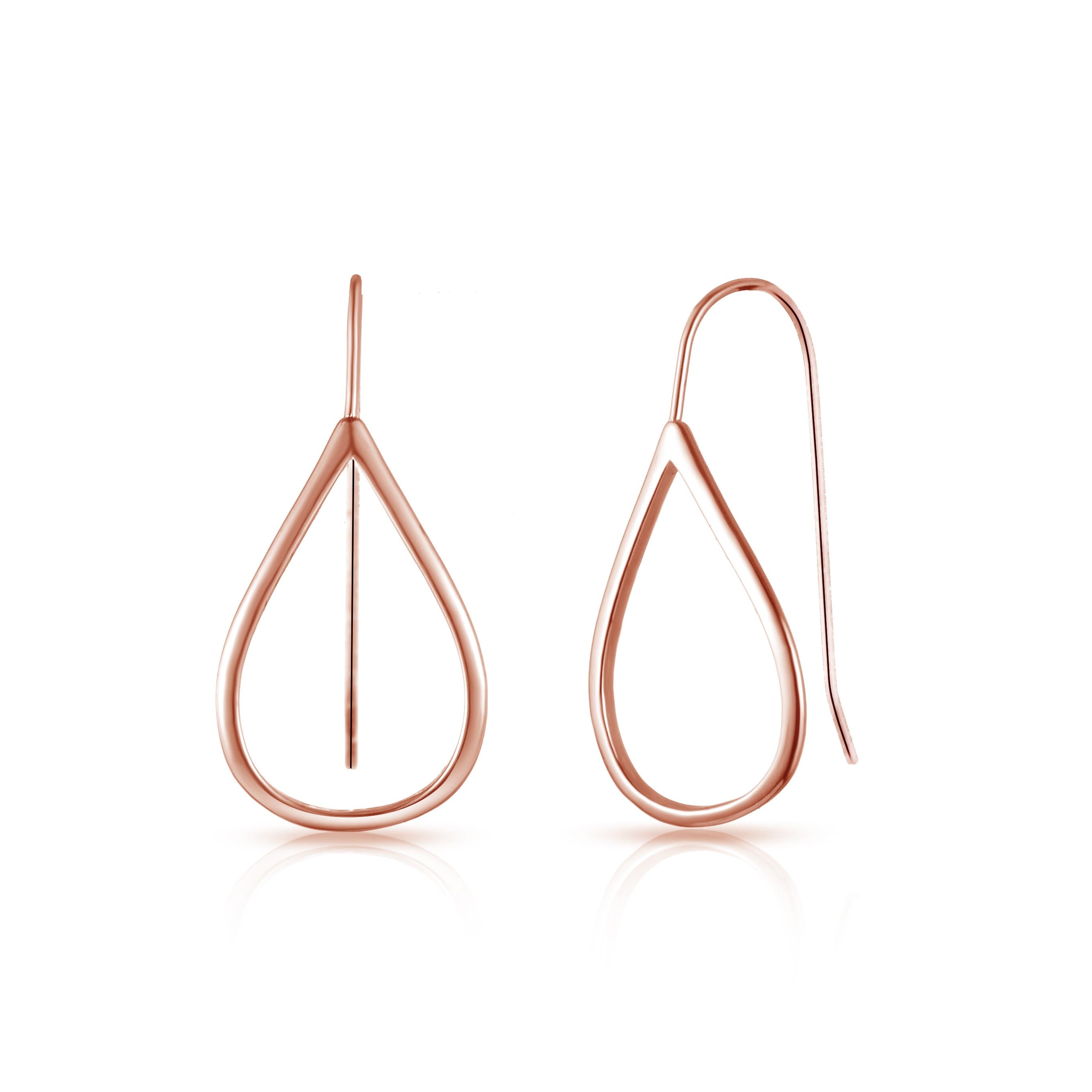 Rose Gold Plated Sterling Silver Open Teardrop Earrings