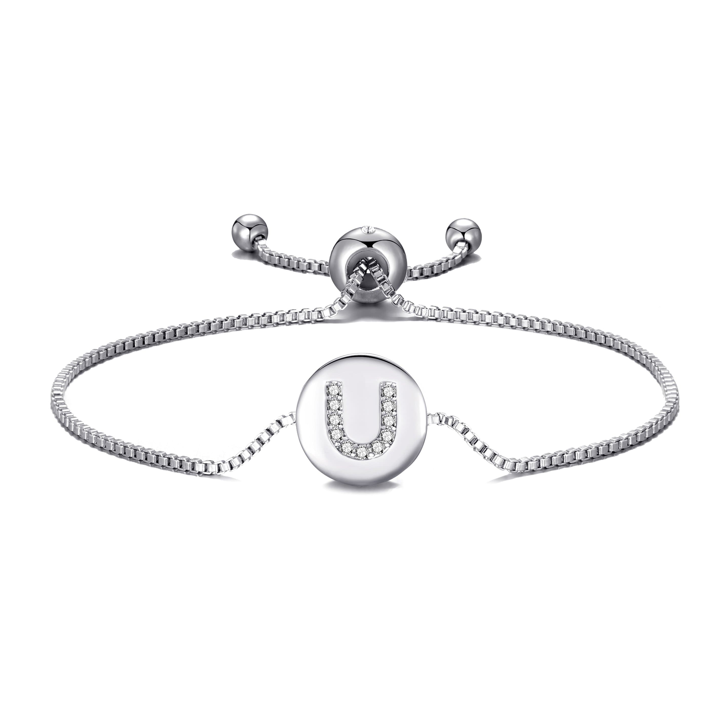 Initial Friendship Bracelet Letter U Created with Zircondia® Crystals