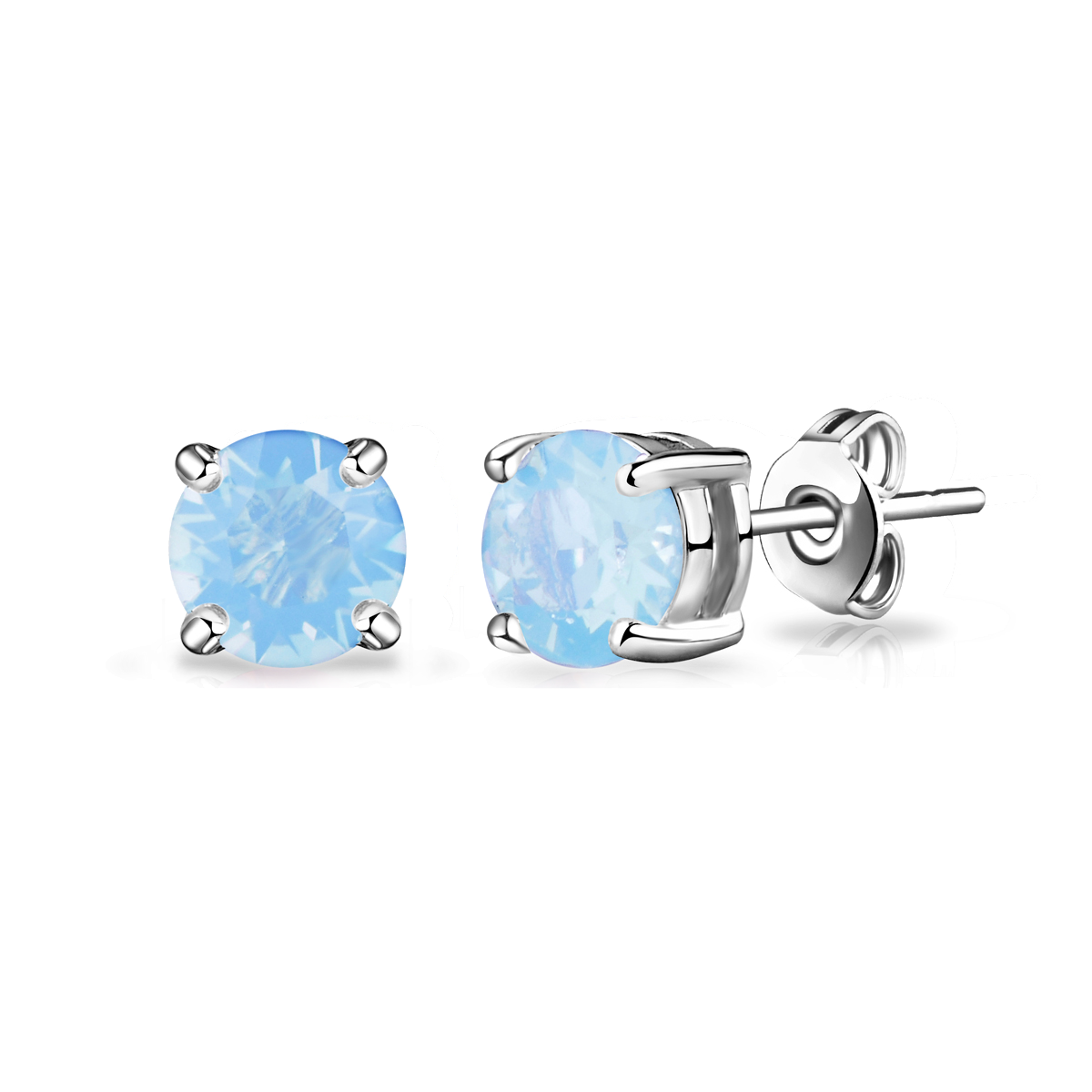 Air Blue Opal Earrings Created with Zircondia® Crystals