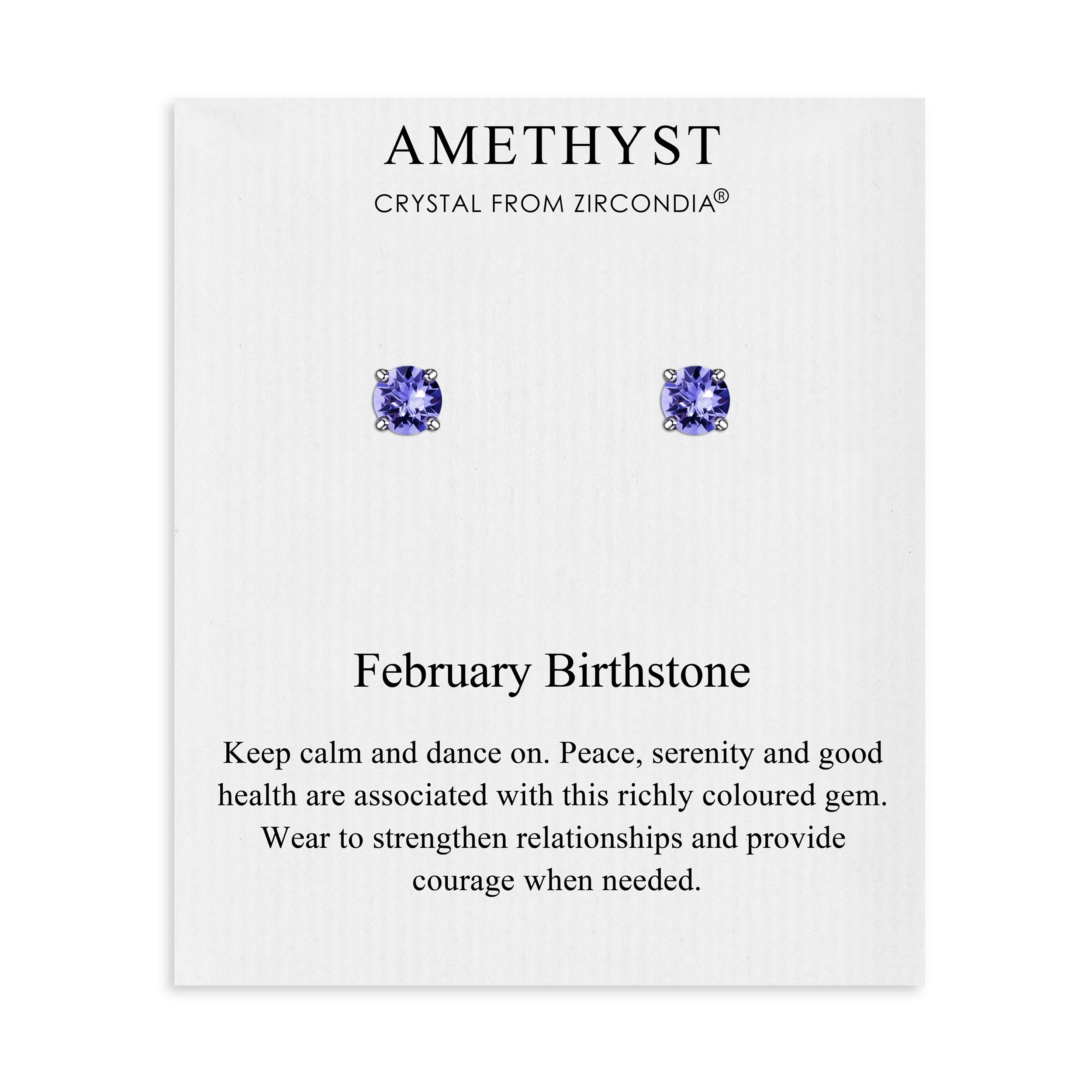 February (Amethyst) Birthstone Earrings Created with Zircondia® Crystals