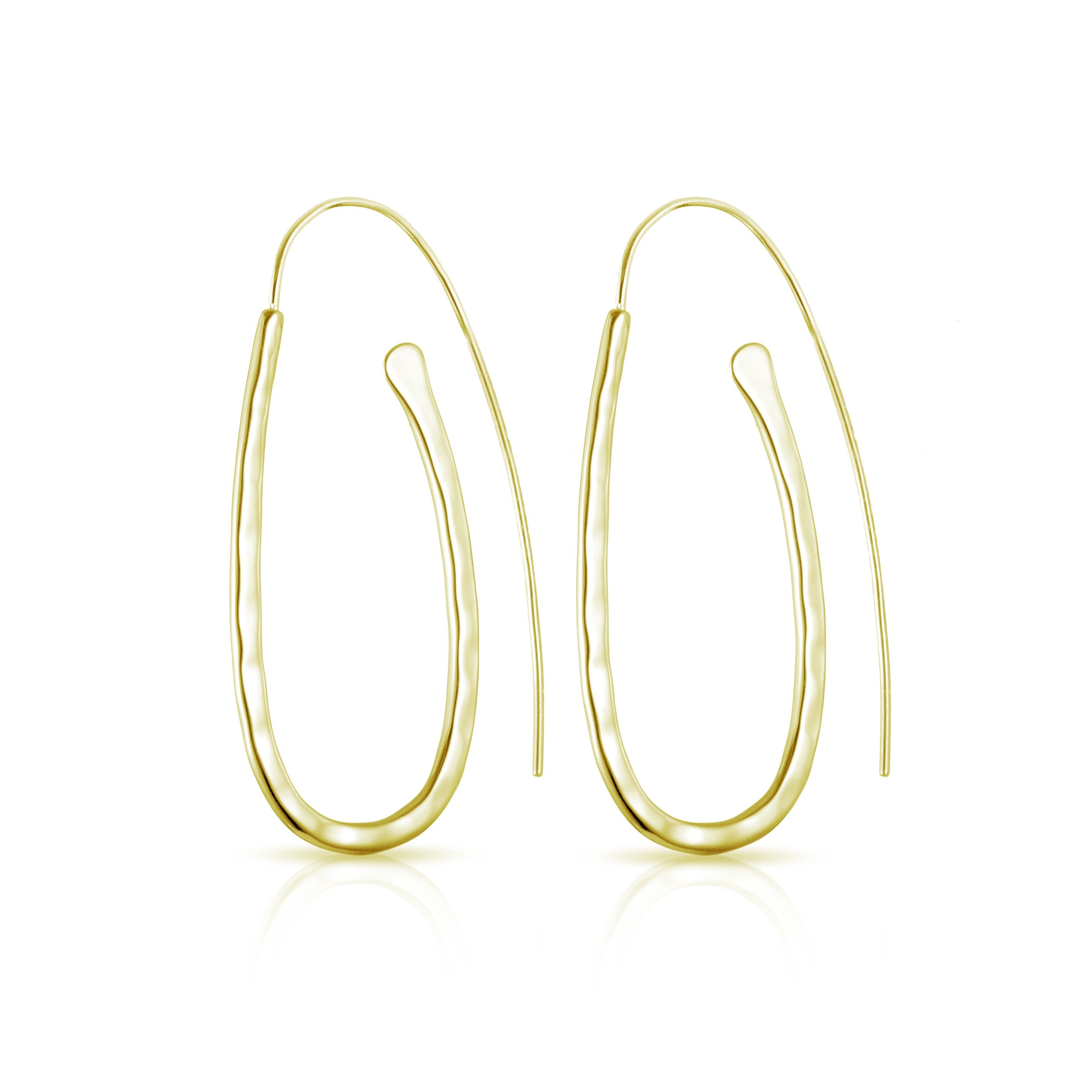 Gold Plated Sterling Silver Hammered Hoop Earrings