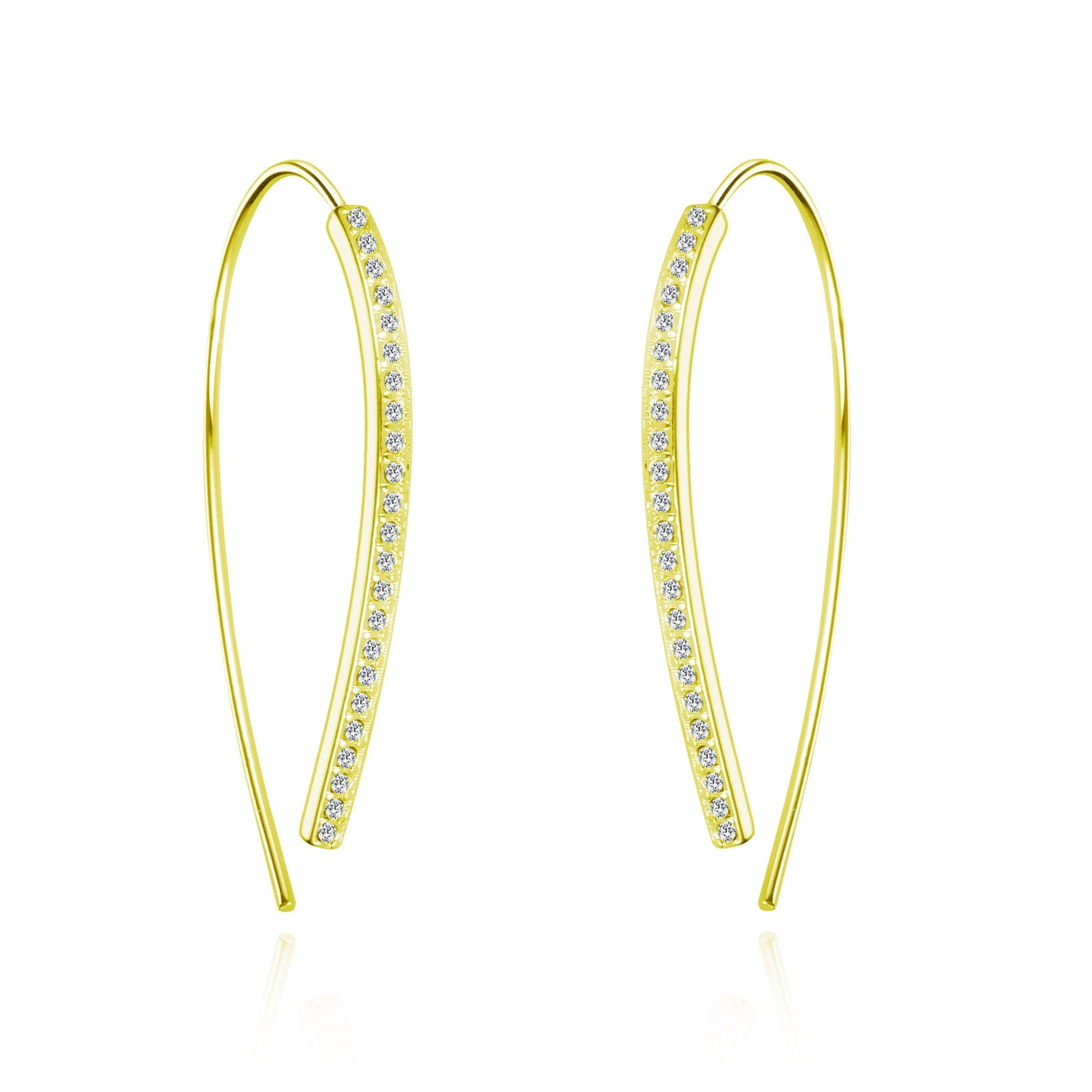 Gold Plated Thread Earrings Created with Zircondia® Crystals