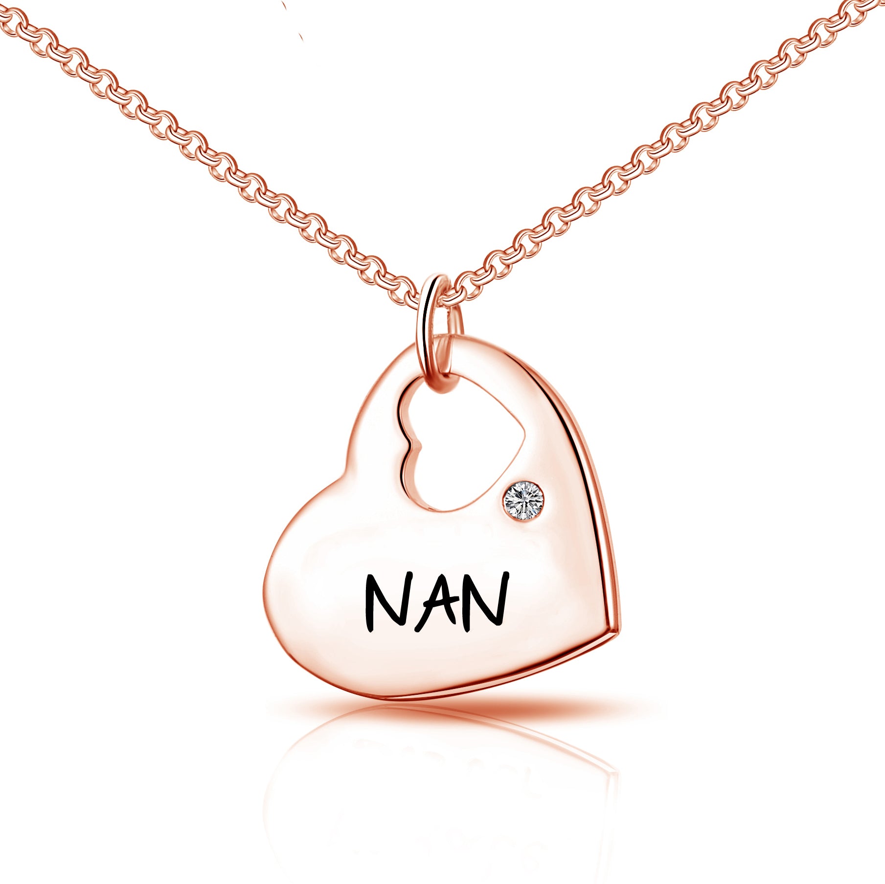 Rose Gold Nan Heart Necklace Created with Zircondia® Crystals