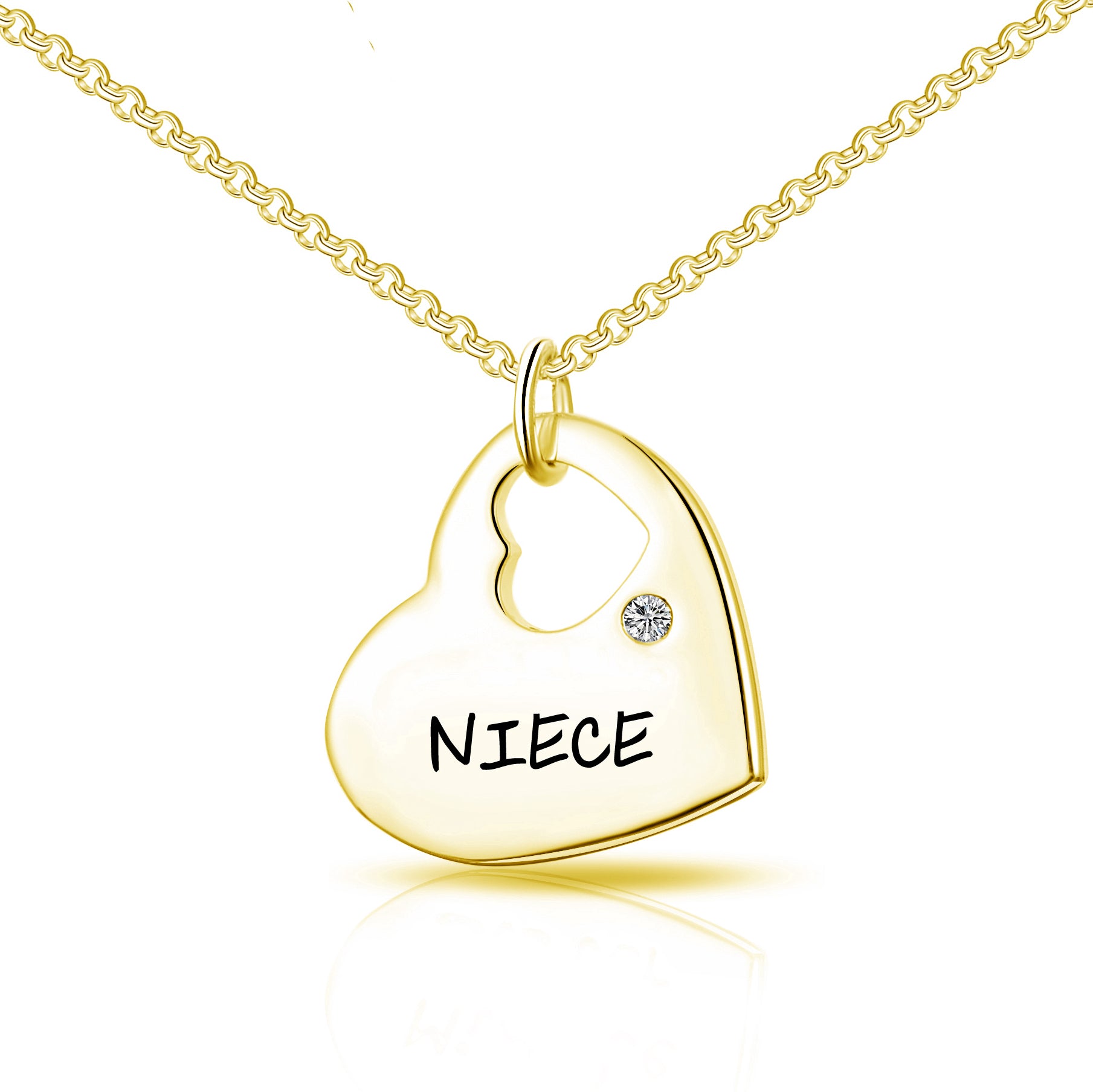 Gold Plated Niece Heart Necklace Created with Zircondia® Crystals