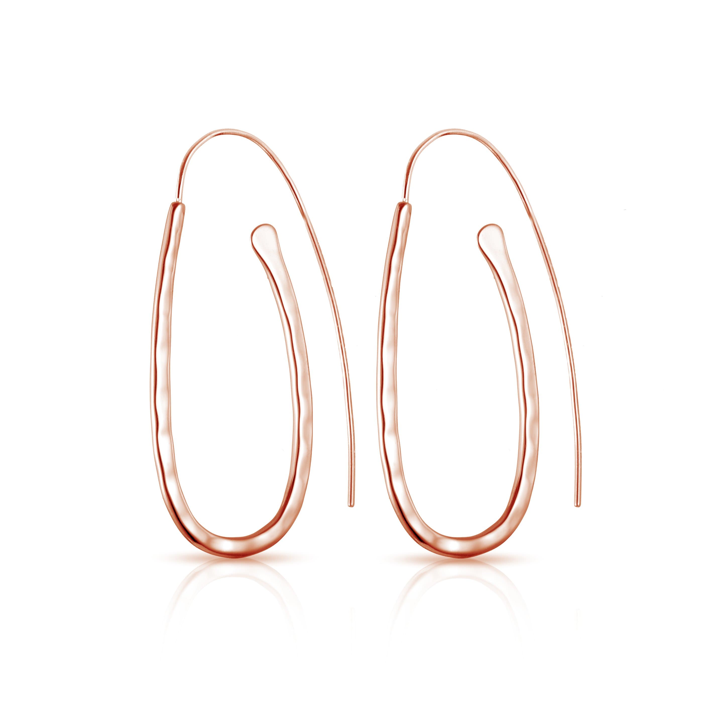 Rose Gold Plated Sterling Silver Hammered Hoop Earrings