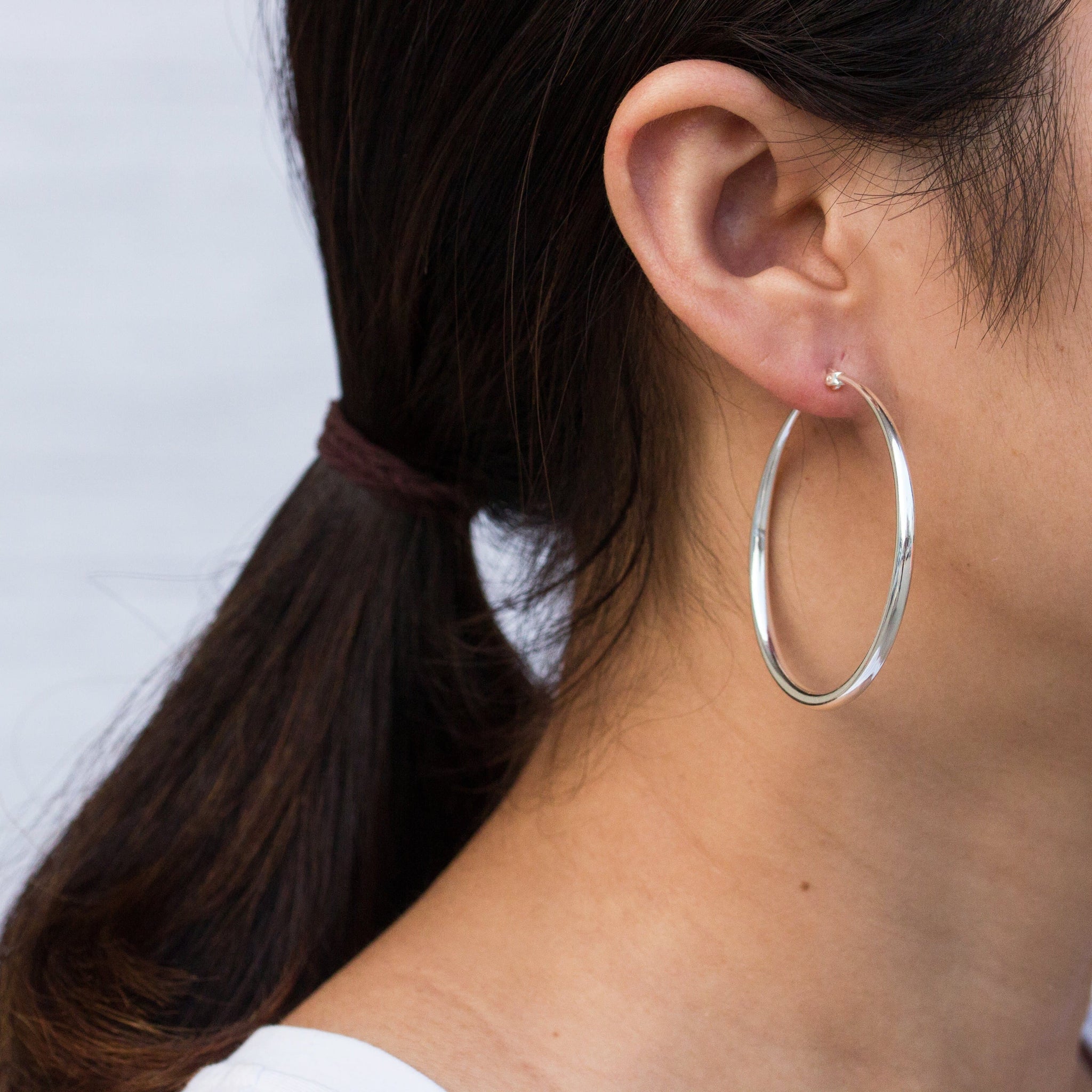 Silver 50mm Hoop Earrings By Philip Jones Jewellery