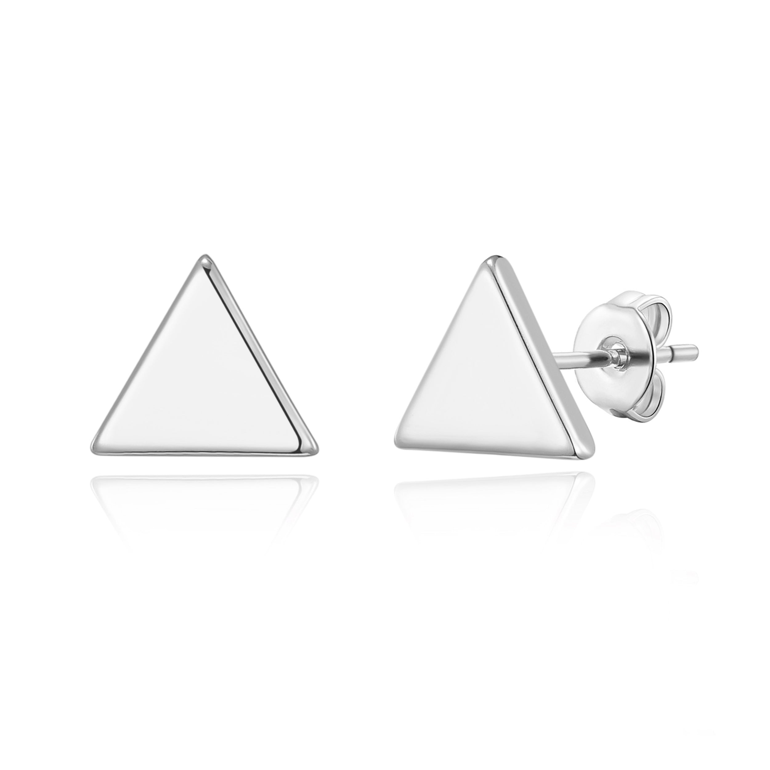 Silver Plated Triangle Stud Earrings