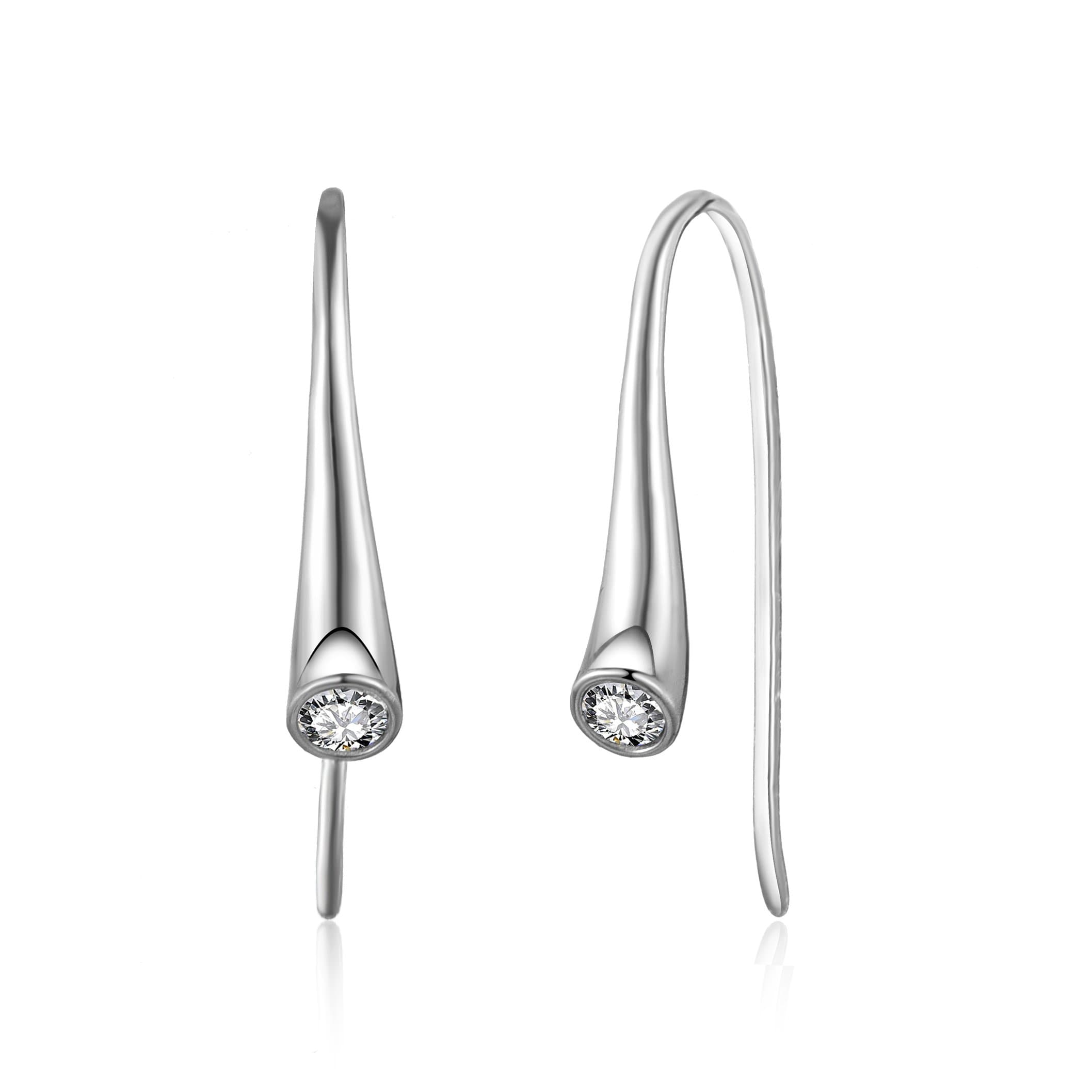 Sterling Silver Teardrop Earrings Created with Zircondia® Crystals