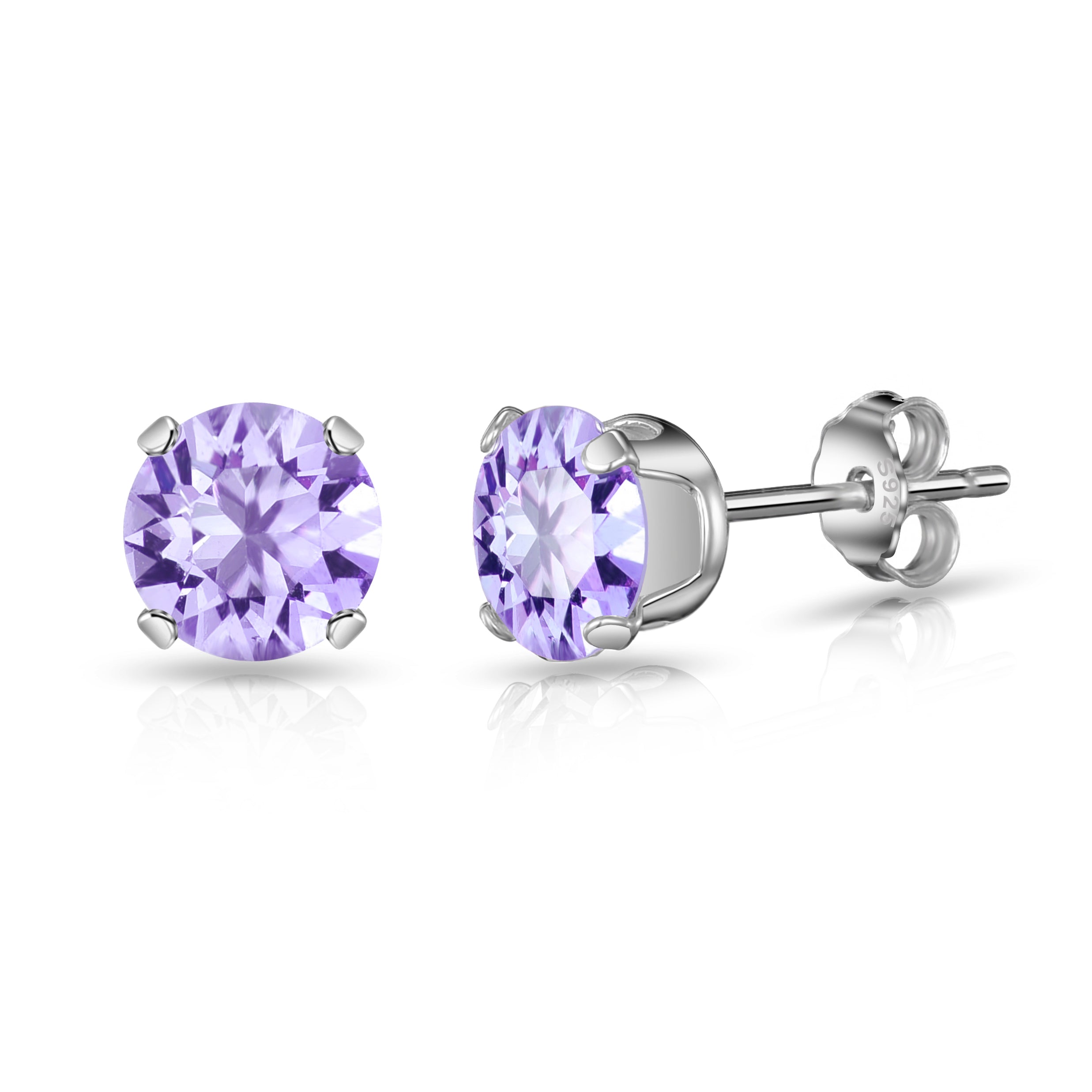 Sterling Silver Provence Lavender Earrings Created with Zircondia® Crystals