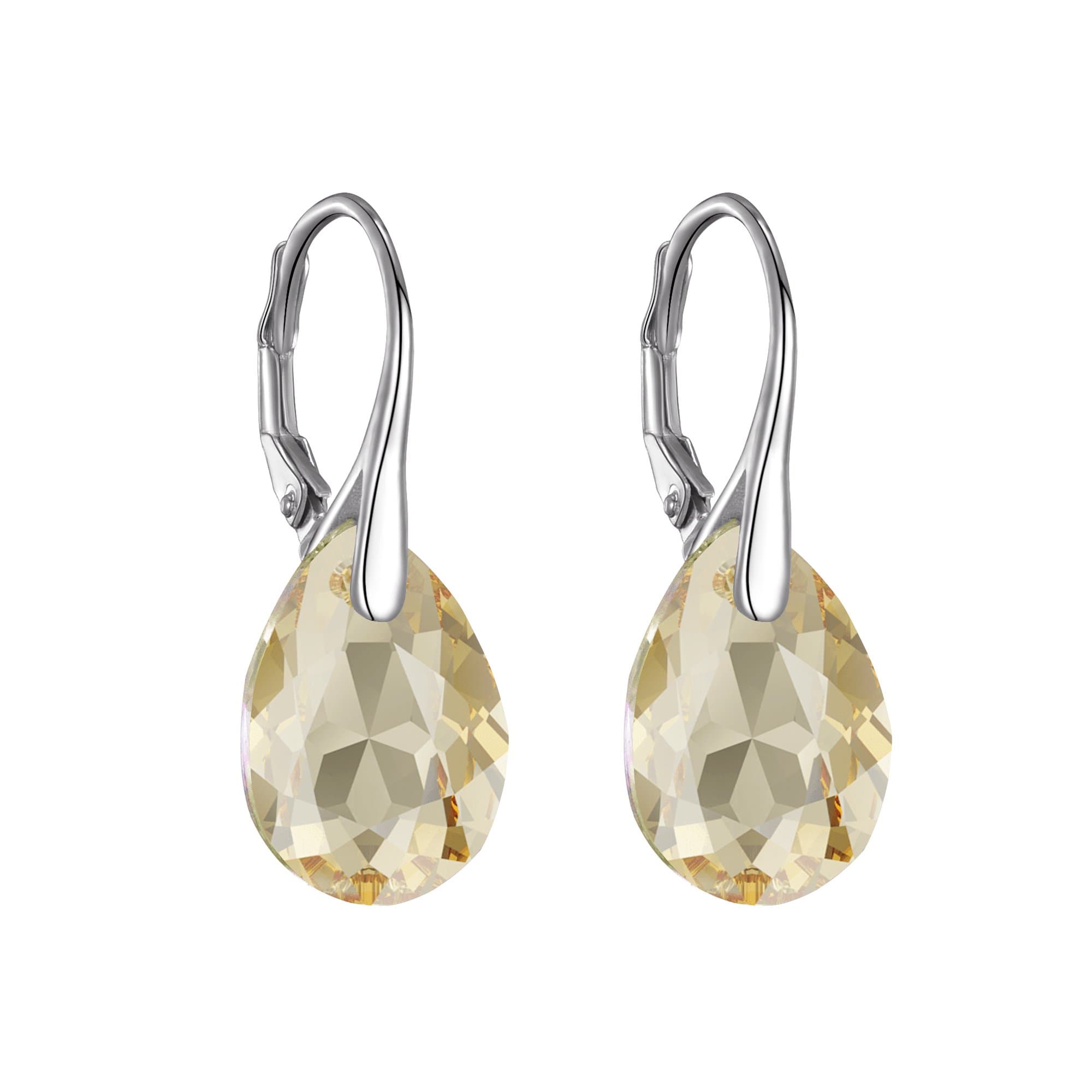 Sterling Silver Golden Shadow Drop Earrings Created with Zircondia® Crystals