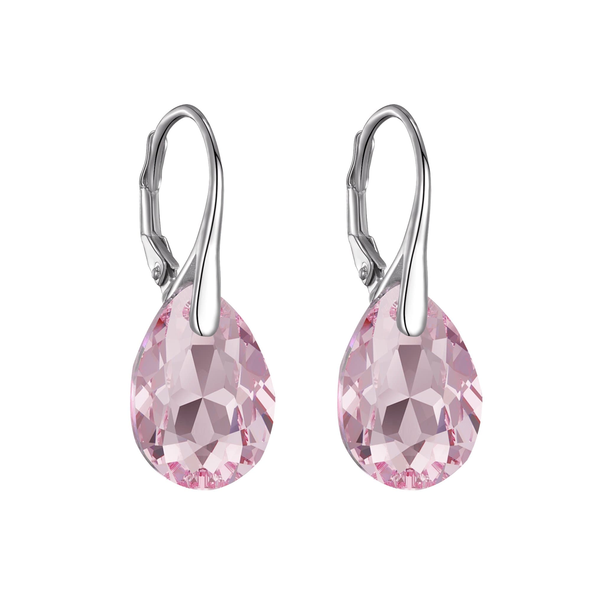 Sterling Silver Light Rose Drop Earrings Created with Zircondia® Crystals