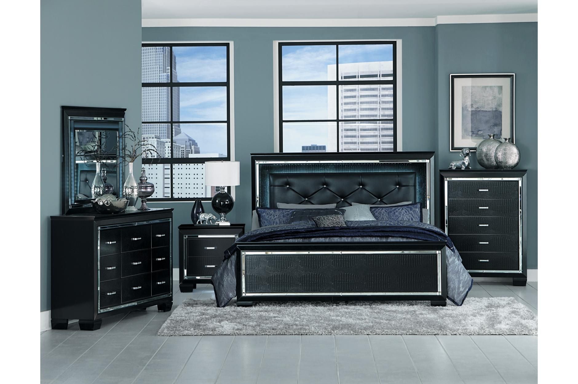 Allura Black 5pc Queen Bedroom Set