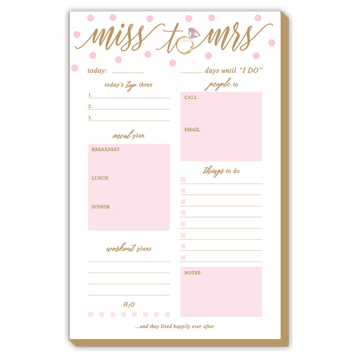 Miss To Mrs Pink Dots Luxe Large Pad