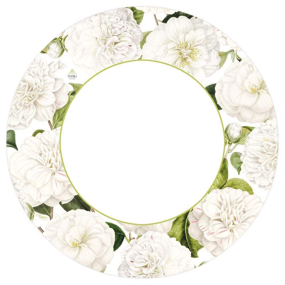 Caspari Camellia Garden Paper Dinner Plates in Ivory
