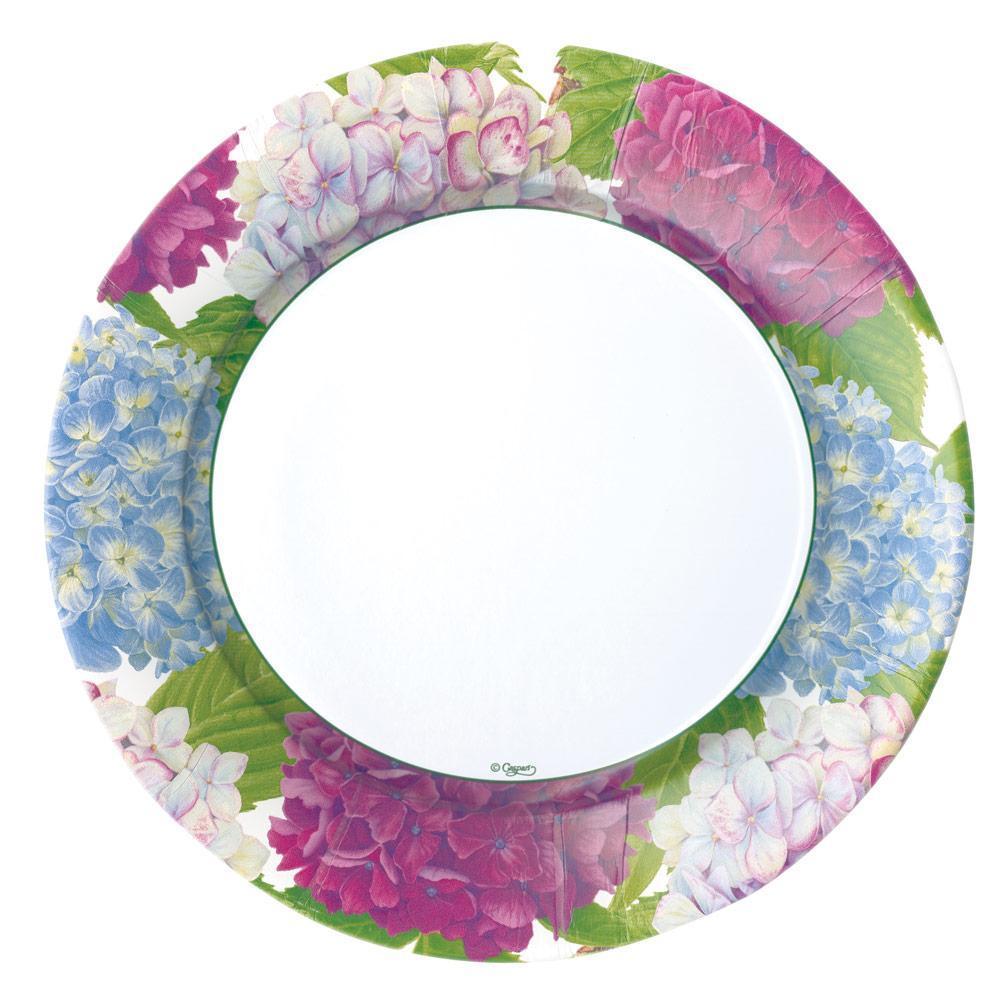 Caspari Hydrangea Garden Paper Dinner Plates in Blue