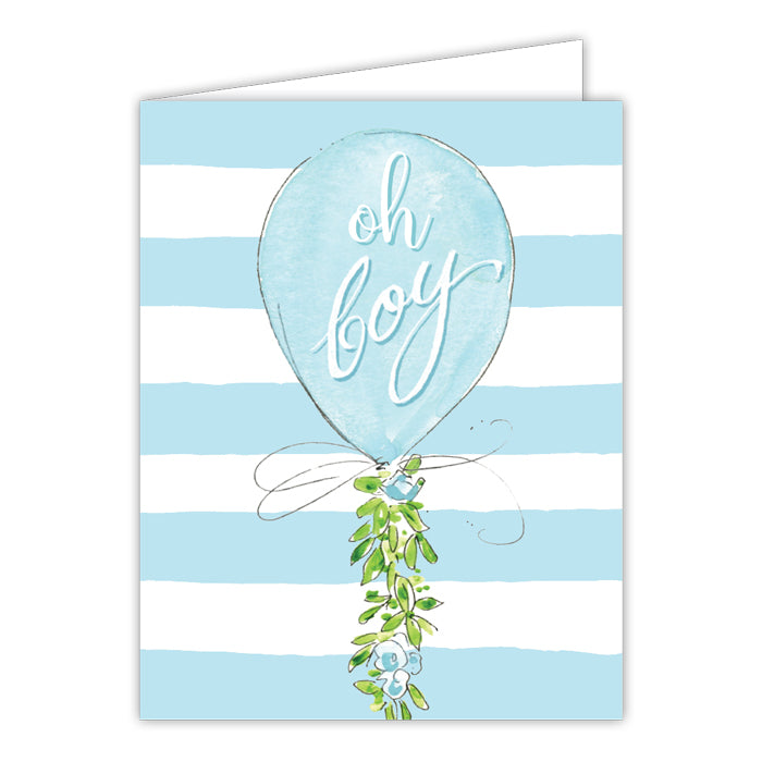 Oh Boy Blue Balloon Greeting Card